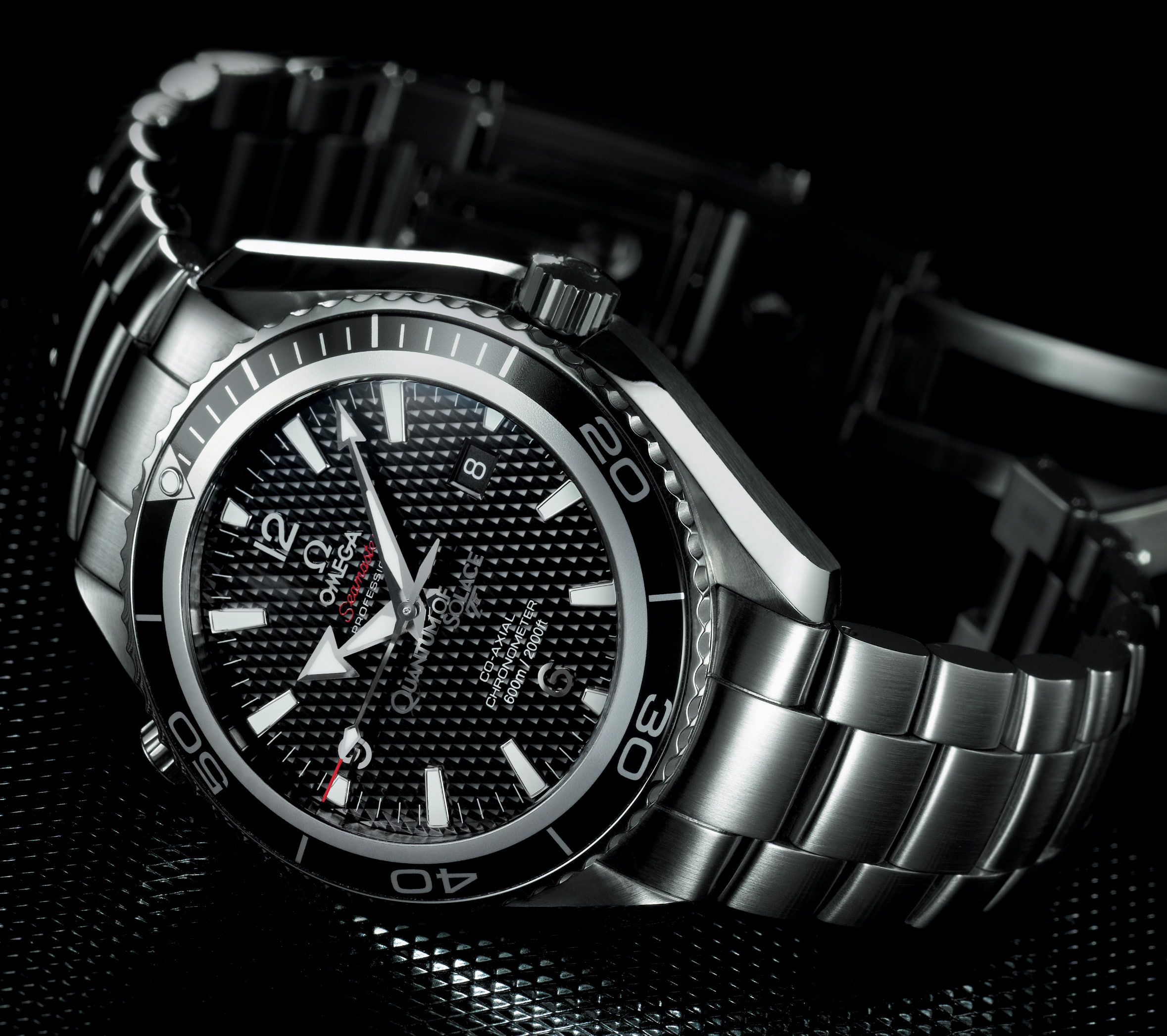analog, Omega, colored, link, silver, 1080P, round, band, Ocean, black, Planet, watch, HD Wallpaper