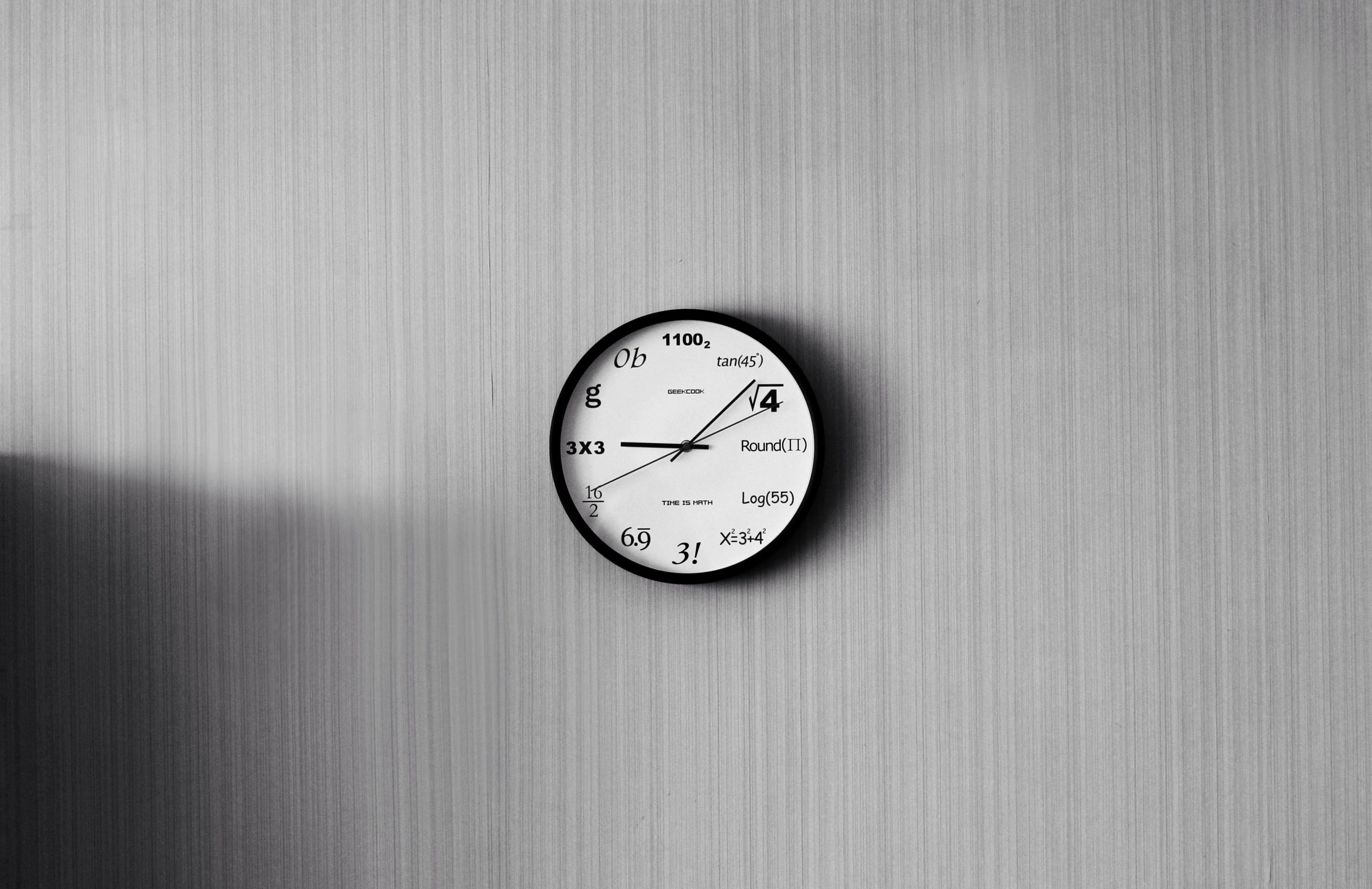 round, no people, grayscale, time, clock face, 4K, deadline, clock, single object, hanging, shape, analog clock, nerd, watch, wall clock, wall - building feature, HD Wallpaper