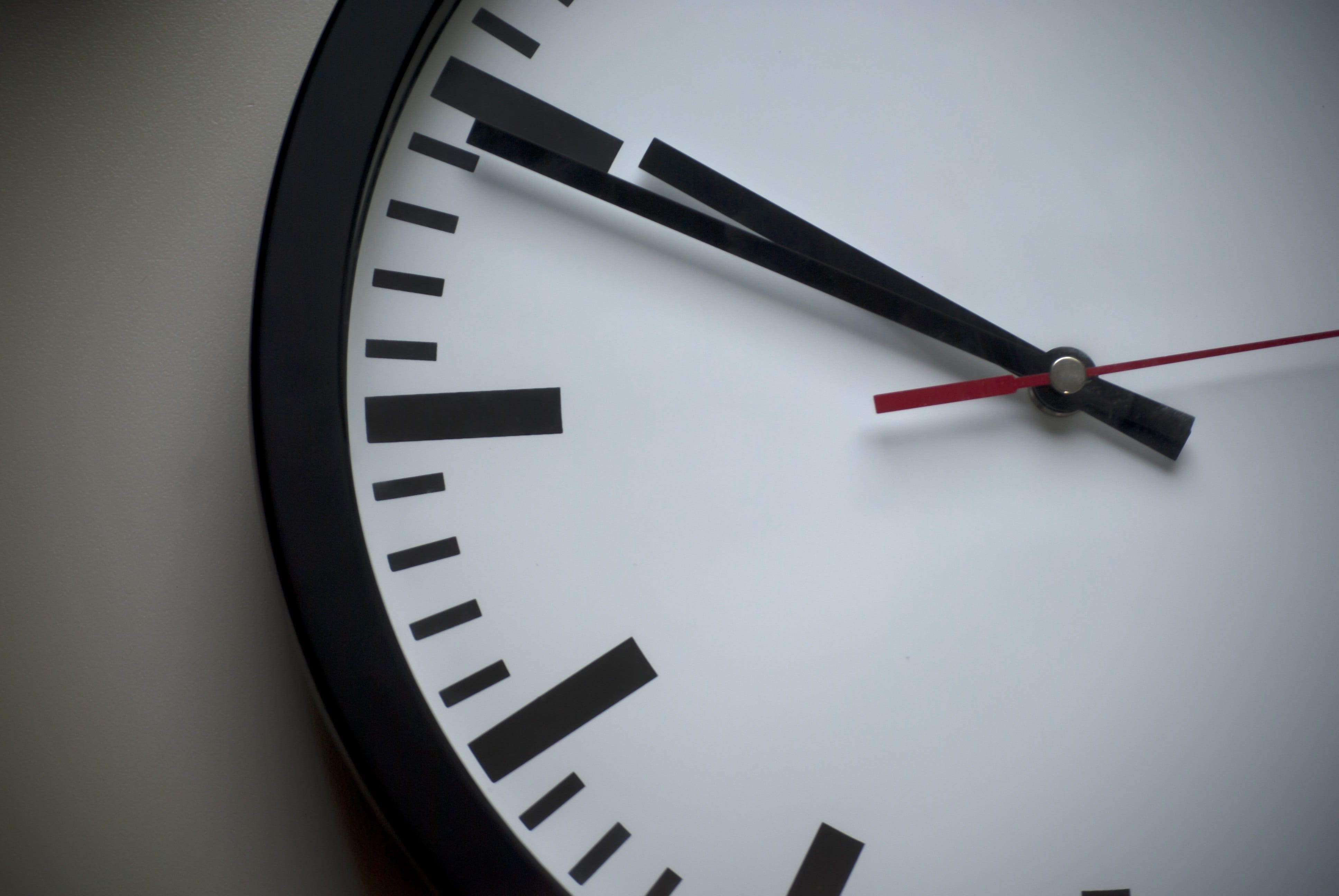 late, clock face, shape, deadline, countdown, close-up, moment, classic, analog, wall - building feature, number, white, clock, shallow, hour hand, no people, HD Wallpaper