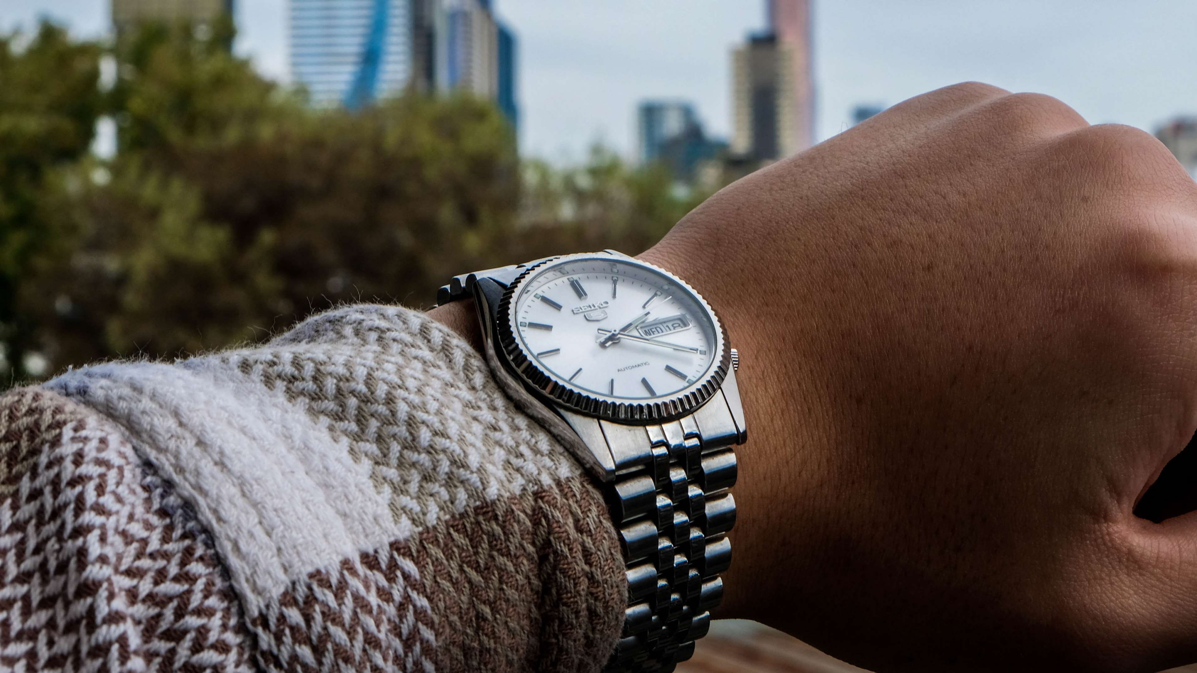 real people, human body part, lifestyles, checking the time, focus on foreground, clock, close-up, silver, hand, human joint, city, wrist, men, adult, human hand, HD Wallpaper