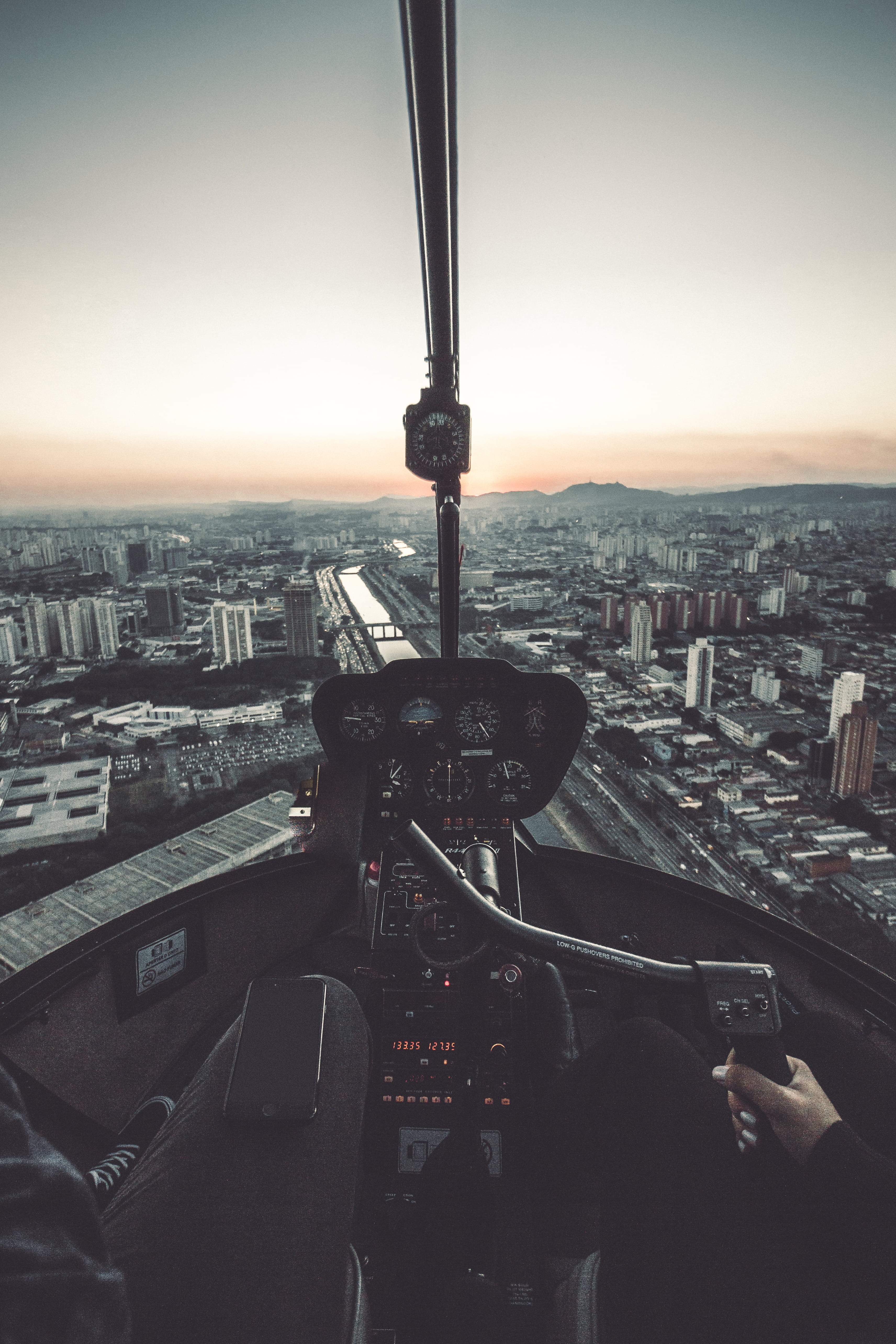 city, urban, inside, mode of transportation, riding, person, plane, cityscape, office building exterior, helicopter, nature, architecture, residential district, Phone HD Wallpaper