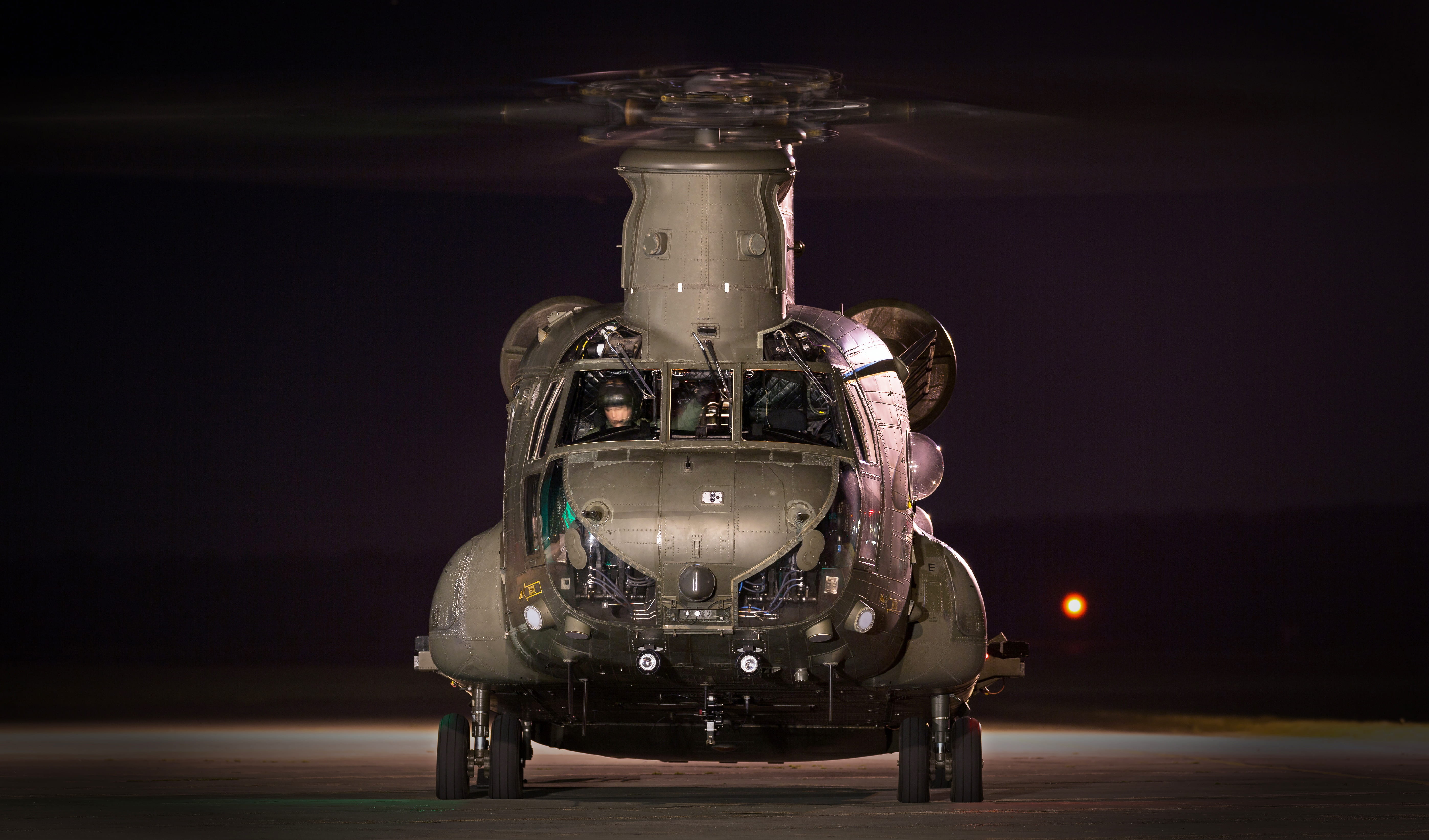 black background, front view, 5K, lighting equipment, helicopter, night, reflection, raf, indoors, aviation, technology, land, ground, gray, black, mode of transportation, HD Wallpaper
