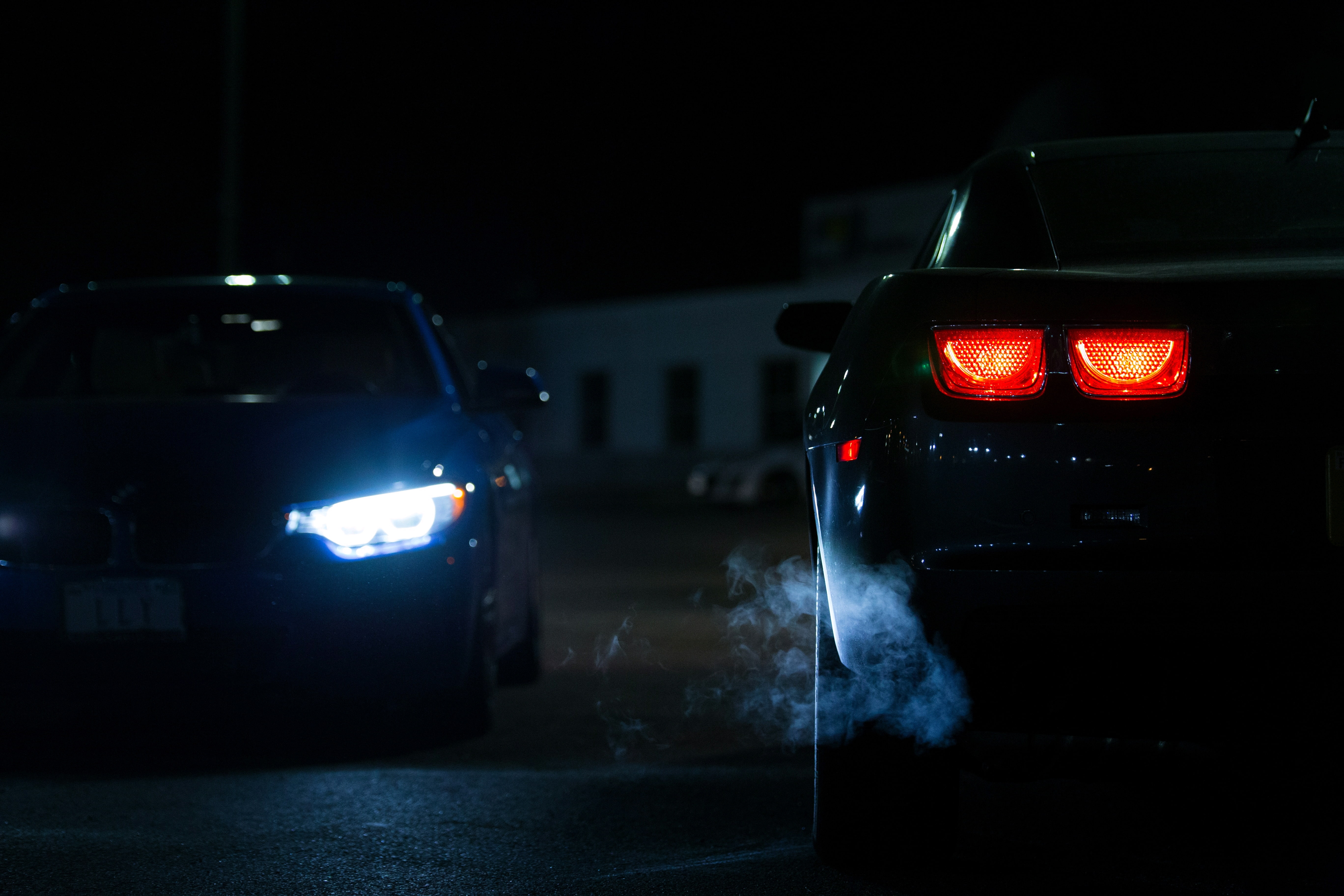 lights, muscle cars, night, BMW, dark, luxury, 5K, smoke, red, Chevrolet, car, supercars, HD Wallpaper