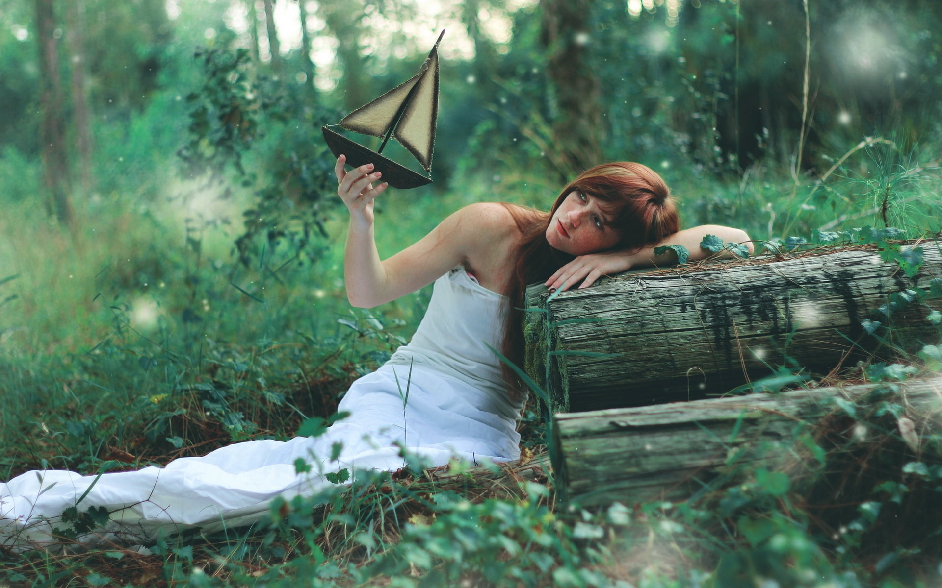 Girl, 1080P, Holding, Ship, Forest, Mode, HD Wallpaper