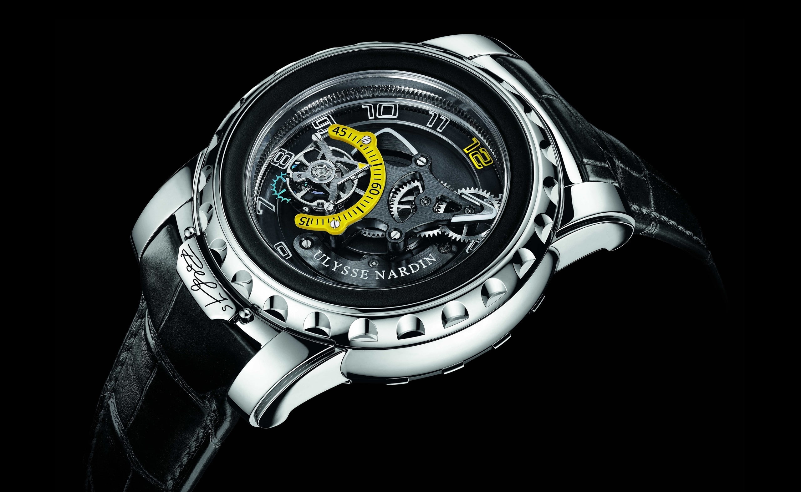 gray, Nardin, personal accessory, cut out, metal, machinery, black background, round, accuracy, high angle view, strap, mechanical, still life, Aero, Ulysse, HD Wallpaper