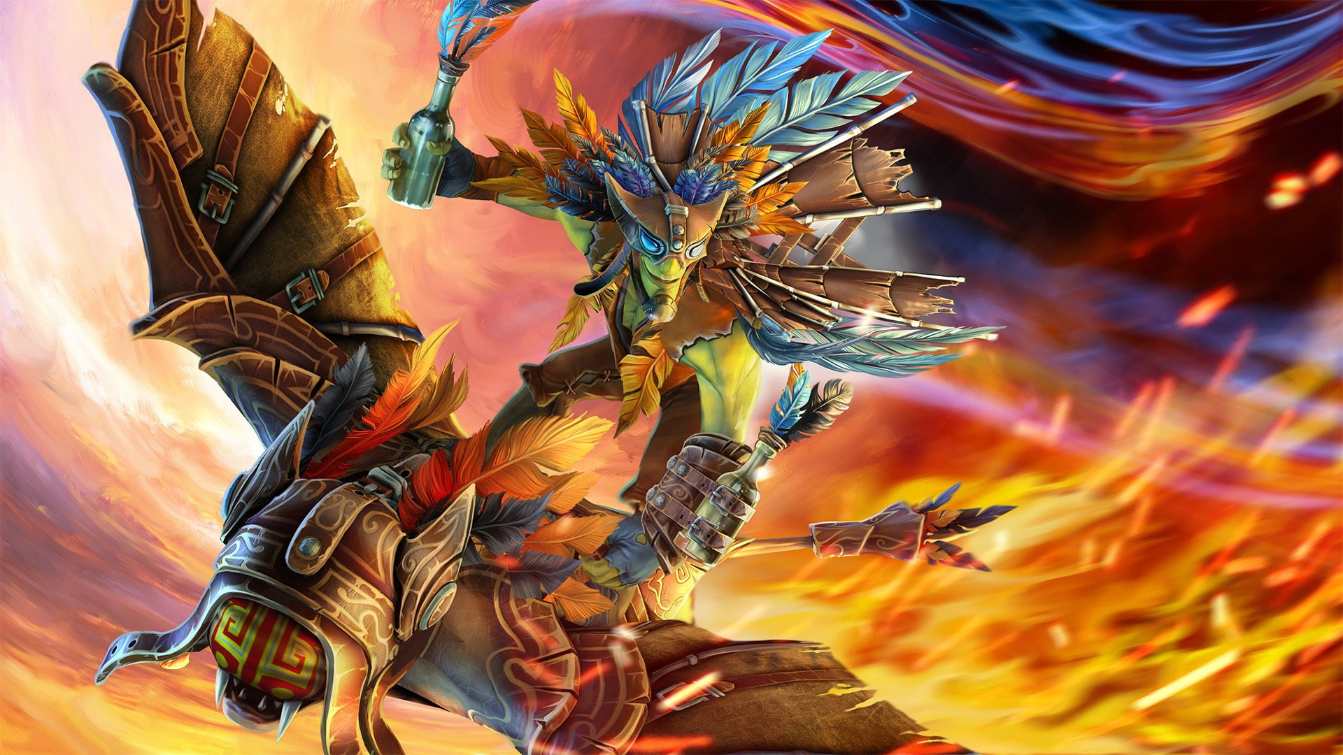 art, pyro, 1080P, hd, dota, skin, flight, marauding, HD Wallpaper