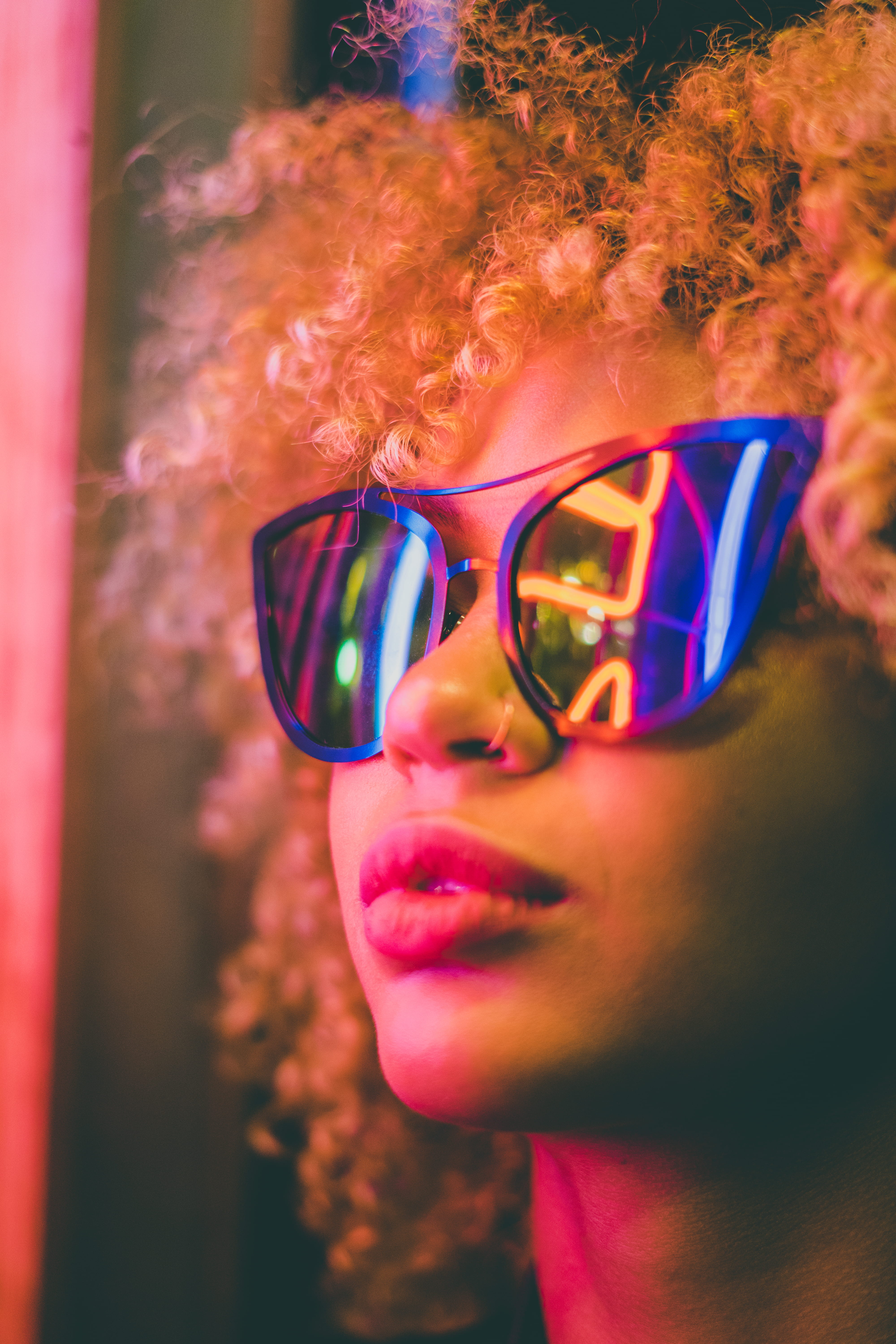 glasses, outdoors, headshot, real people, marauder, front view, wearing, hairstyle, hair, human face, sunglasses, young adult, female, smiling, one person, Phone HD Wallpaper