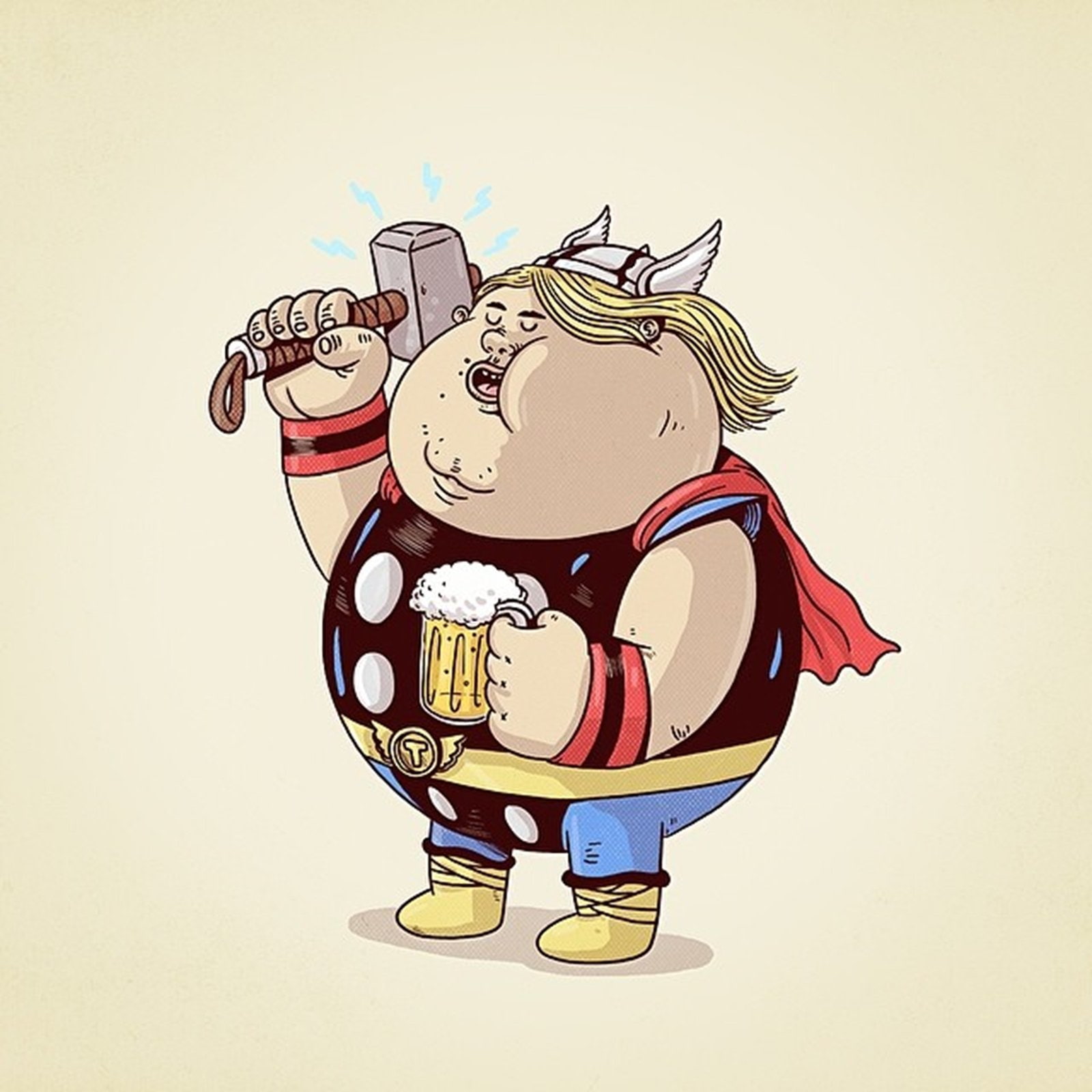 marvel, avengers, thor, comics, fat, movie, 720P, cartoon, Phone HD Wallpaper
