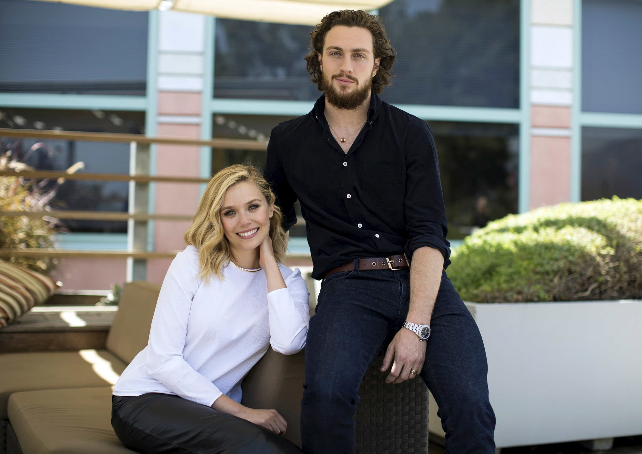 women, young men, Elizabeth Olsen, front view, 1080P, males, couple - relationship, business person, two people, men, happiness, smiling, portrait, people, HD Wallpaper