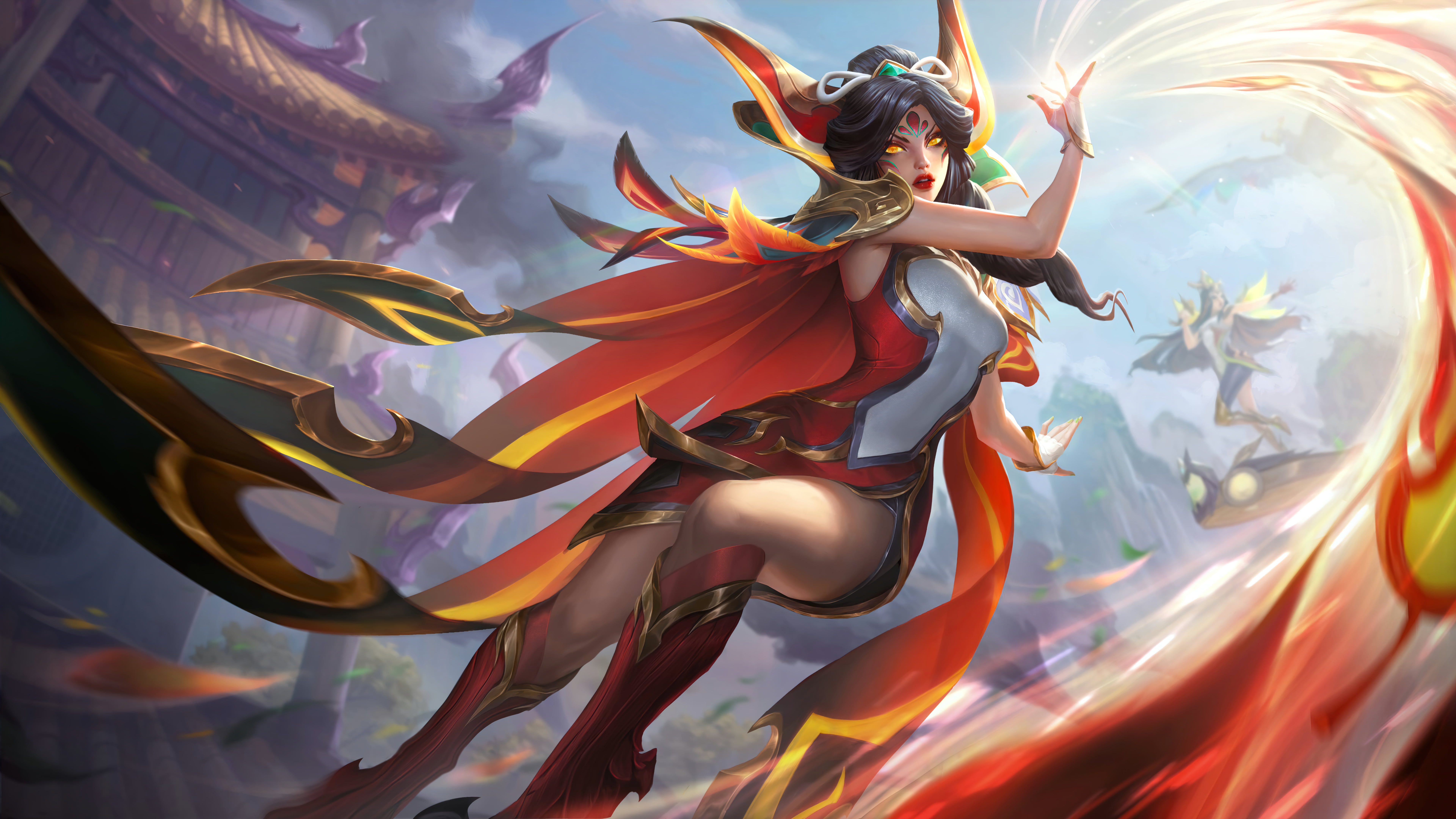 League of Legends, 4K, ADC, Xayah (League of Legends), pixel art, digital art, Xayah and Rakan (League of Legends), 8K, GZG, phoenix, Brave, Adcarry, Riot, HD Wallpaper