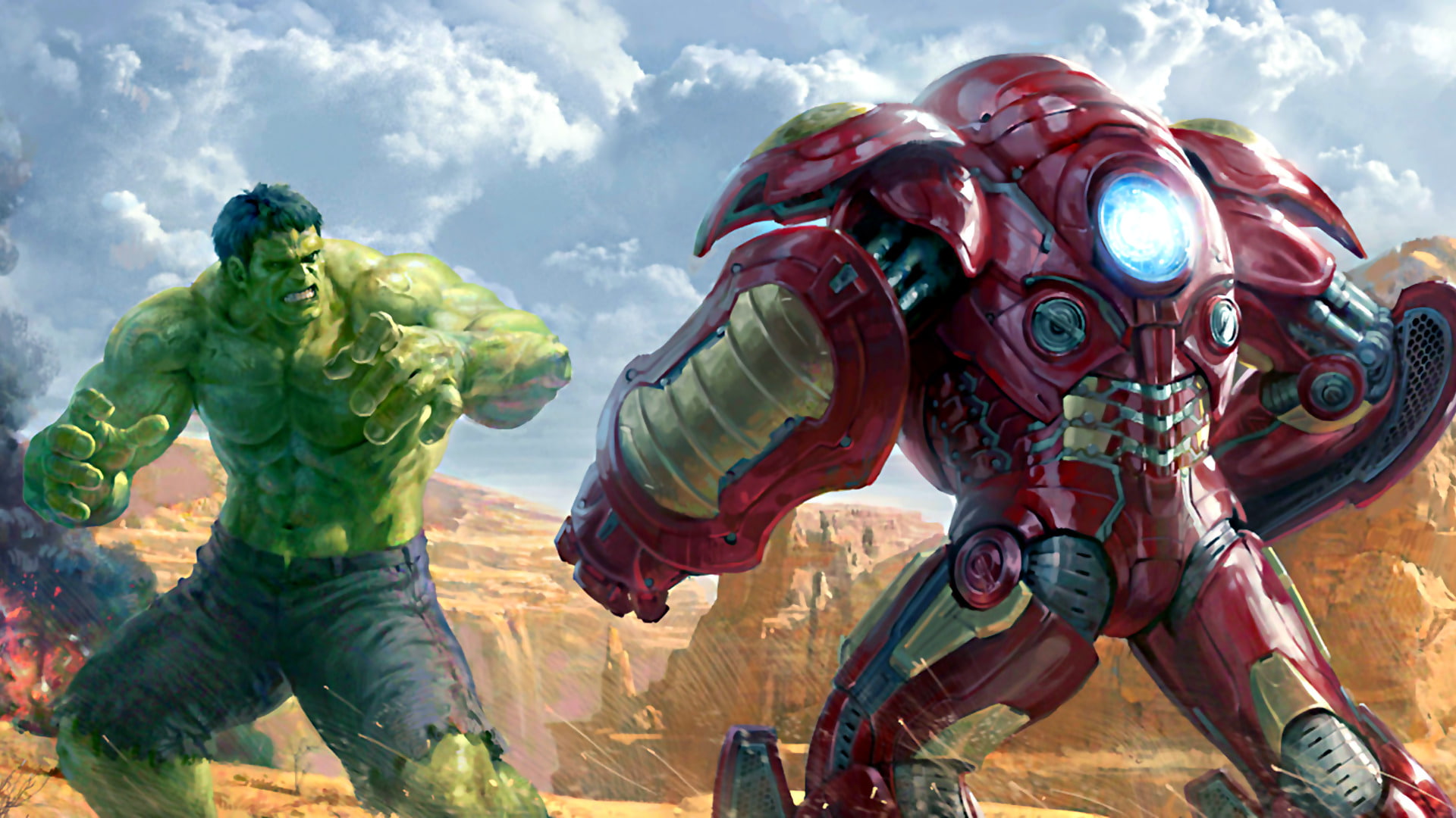 Marvel Comics, Iron Man, Hulkbuster, 1080P, Hulk, HD Wallpaper