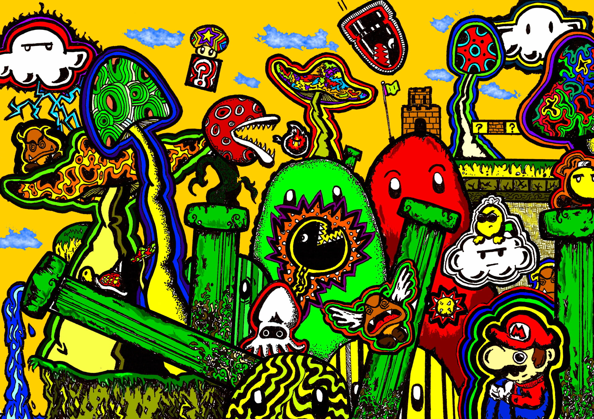 Artistic, Mario, 1080P, Psychedelic, HD Wallpaper