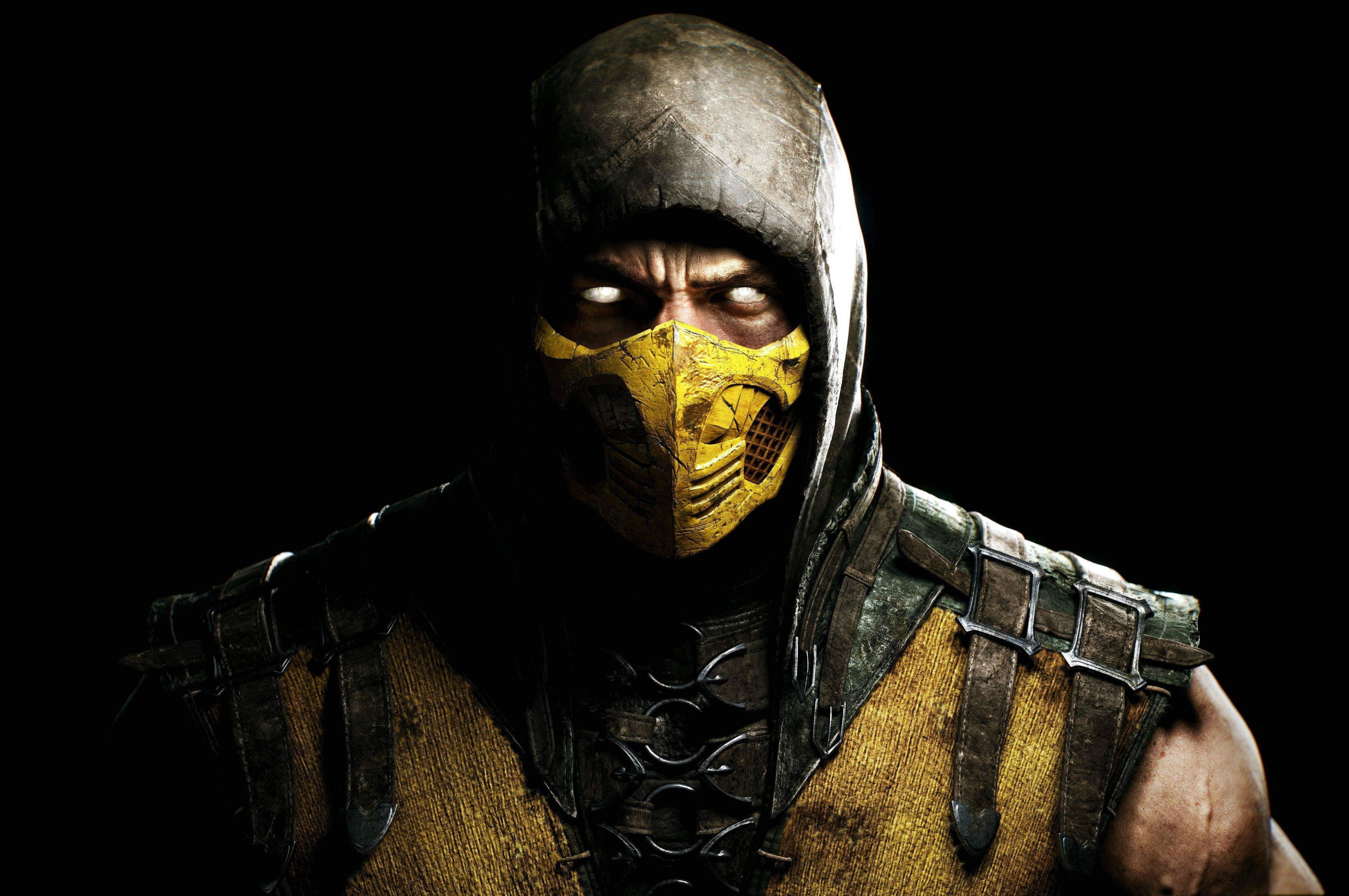 4K, Mortal Kombat X, mask - disguise, fear, portrait, men, front view, video games, young adult, indoors, aggression, spooky, dark, one person, headshot, HD Wallpaper