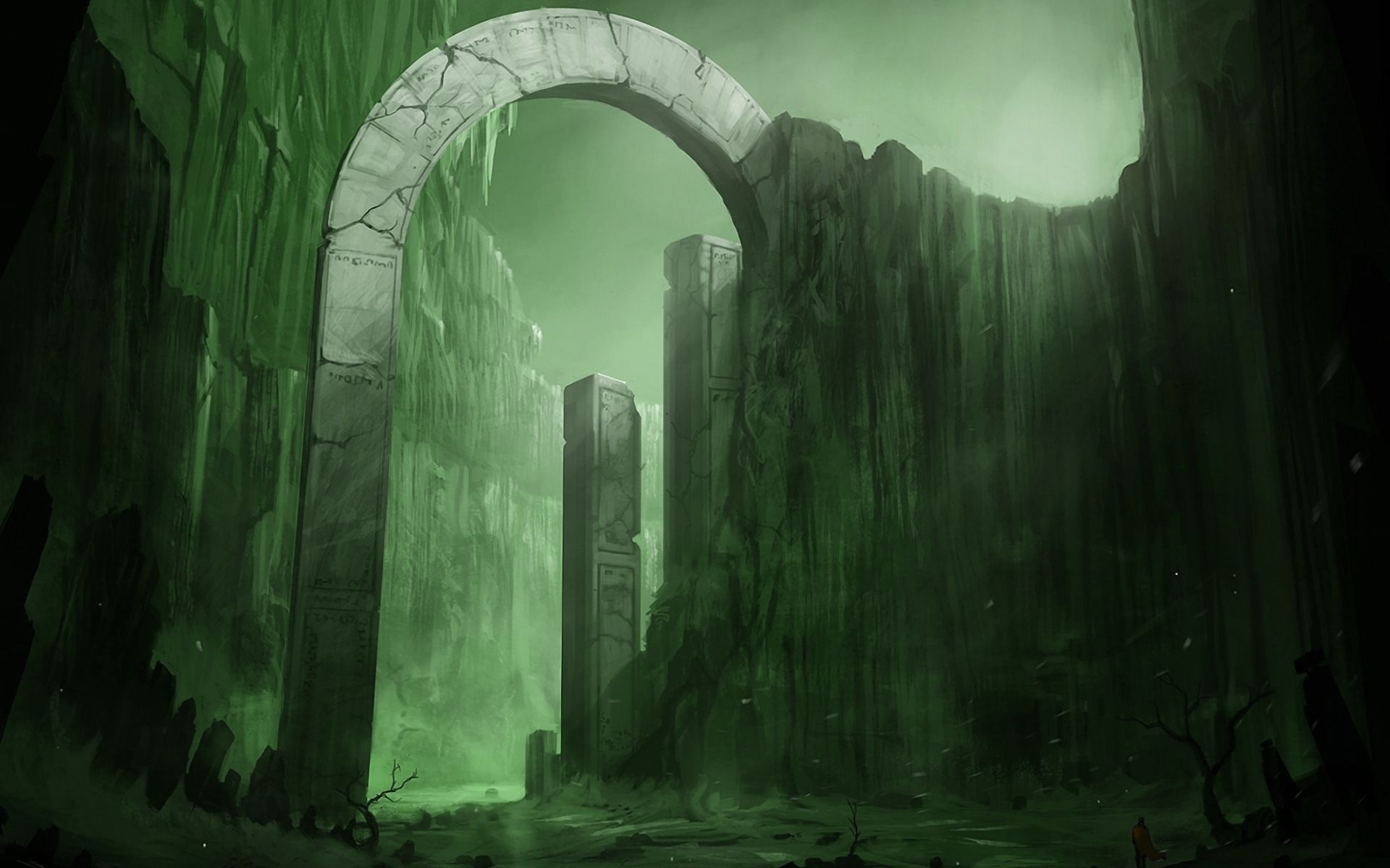 sky, arch enemy, 1080P, 1920x1200, arch, Rock, arch linux, Fantasy, Mountain, HD Wallpaper