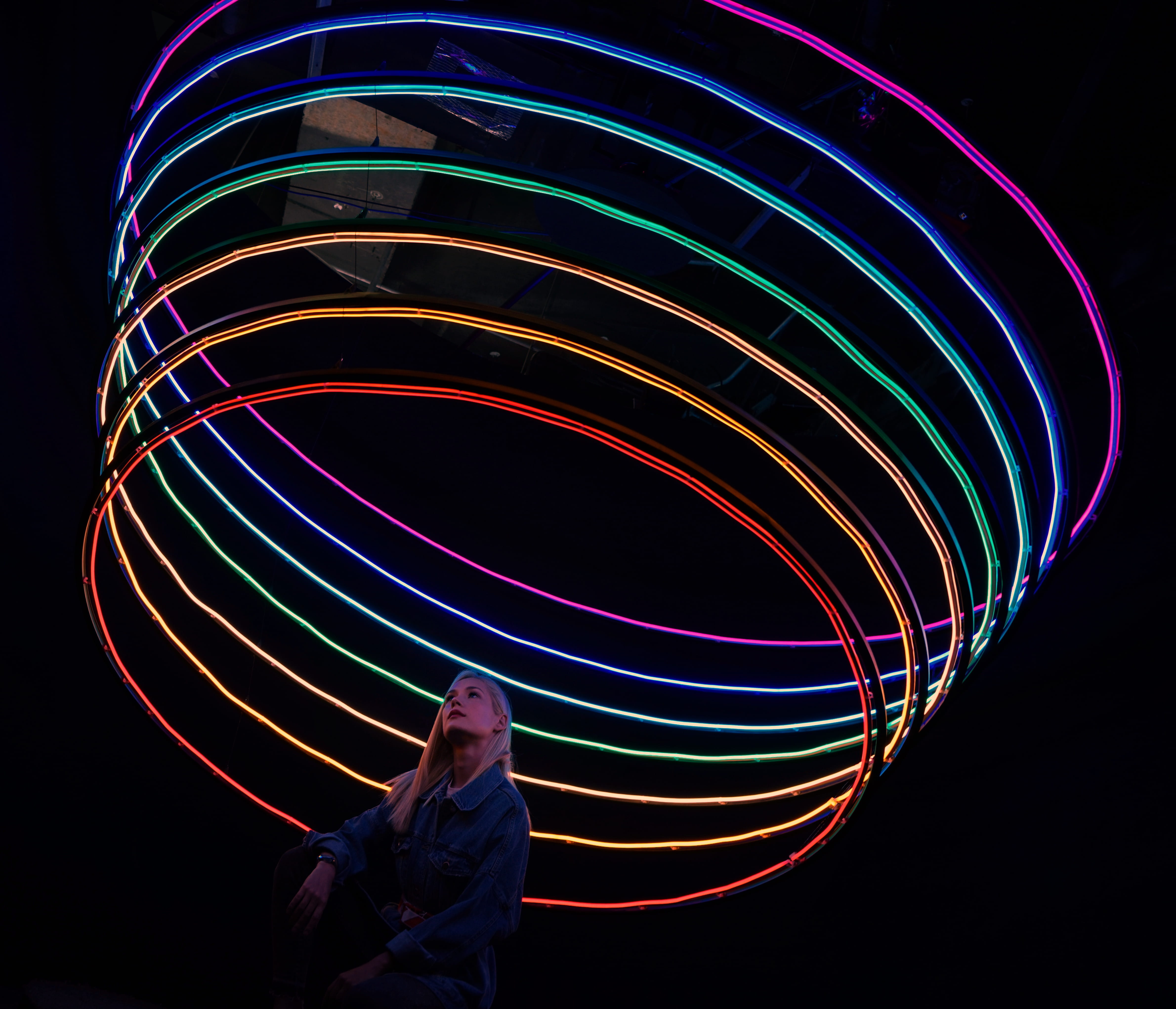 illuminated, art museum, motion, men, leisure activity, spinning, arts culture and entertainment, glowing, blonde hair, nature, art installation, long exposure, HD Wallpaper