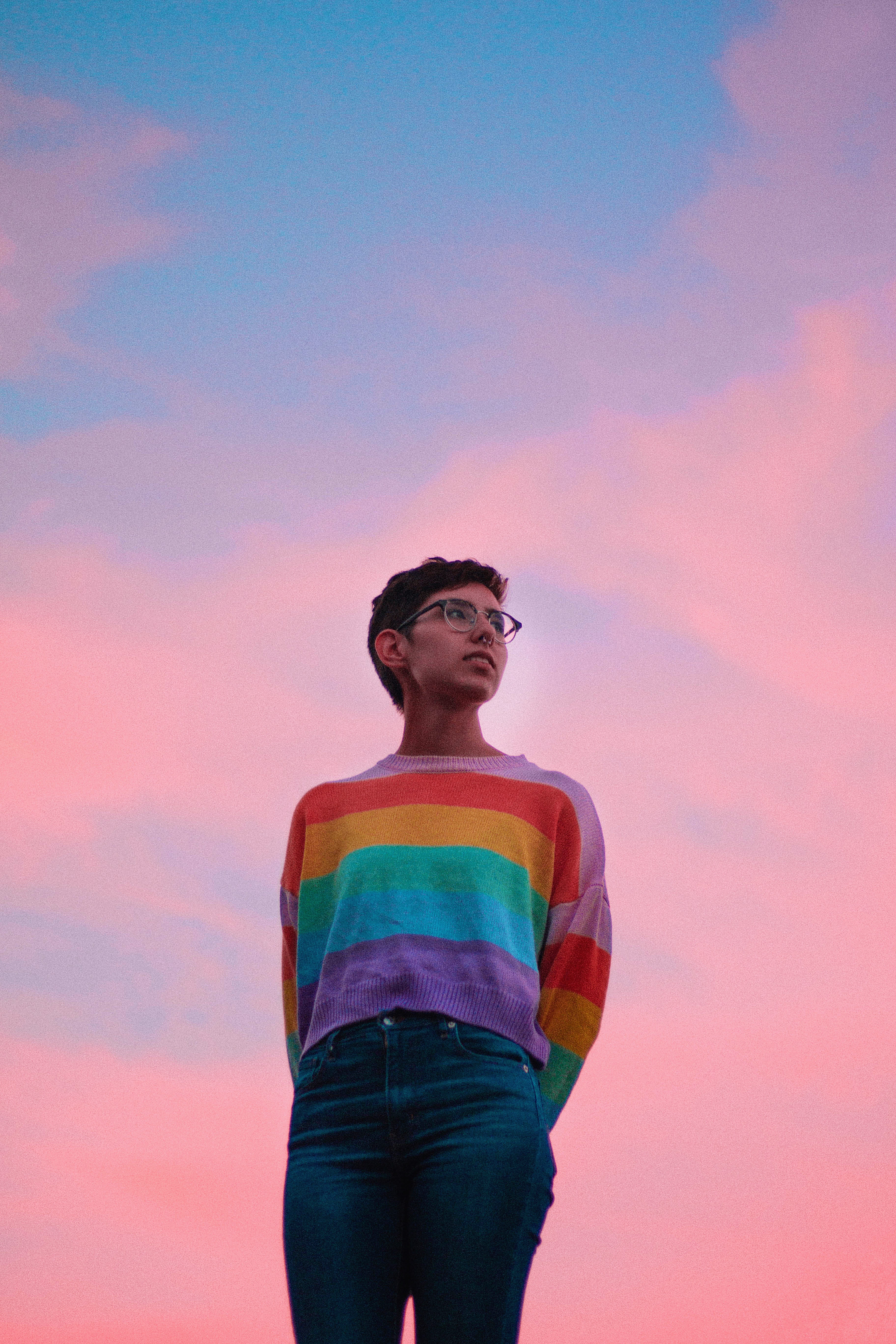cloud, sky, outdoors, 5K, fashion, beauty, young Adult, summer, looking, glass, enjoyment, style, pink, sunset, woman, sunglasses, pink Color, people, Phone HD Wallpaper