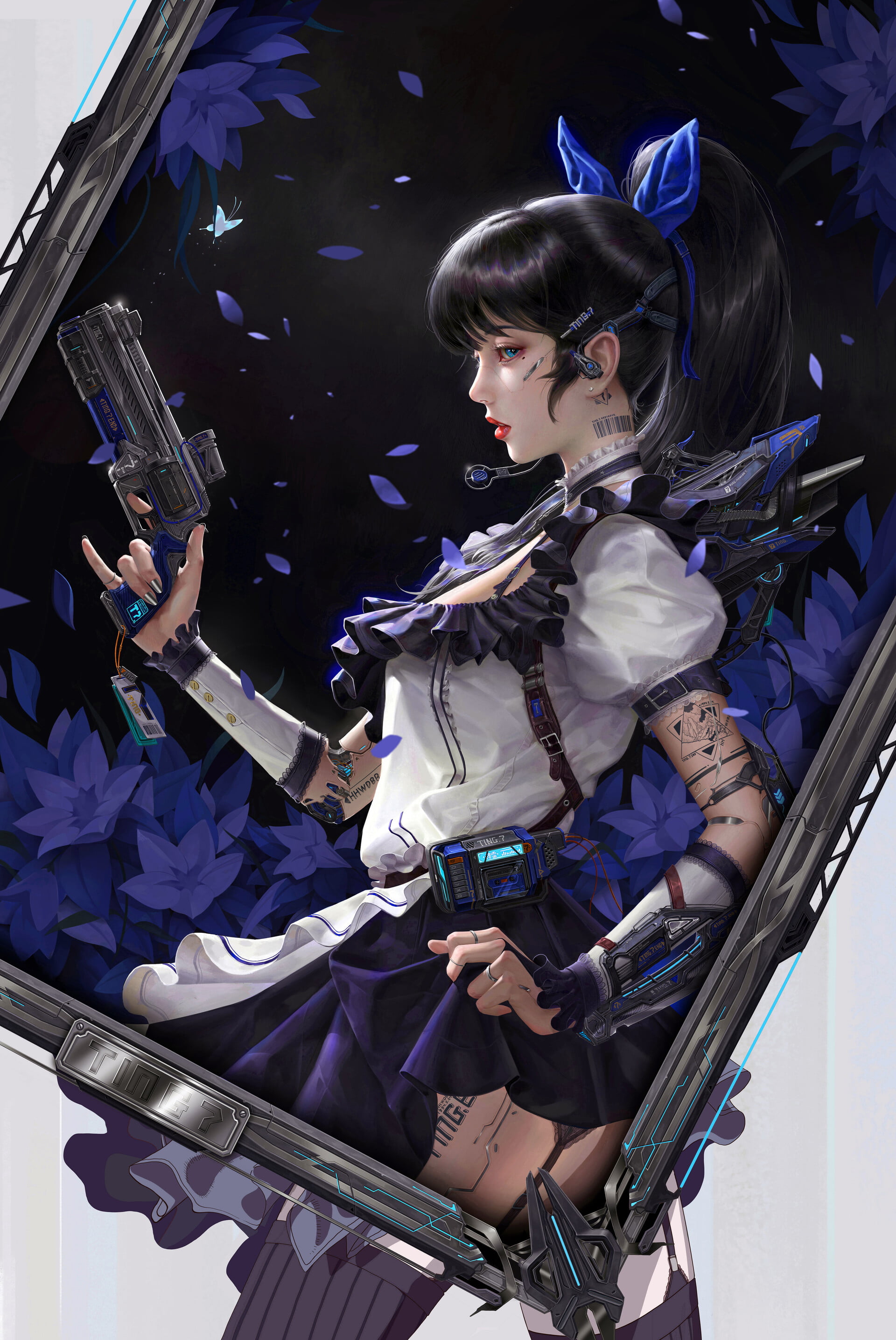 character design, cyberpunk, long hair, digital art, 2K, cyborg, zhongguoduliu, Phone HD Wallpaper
