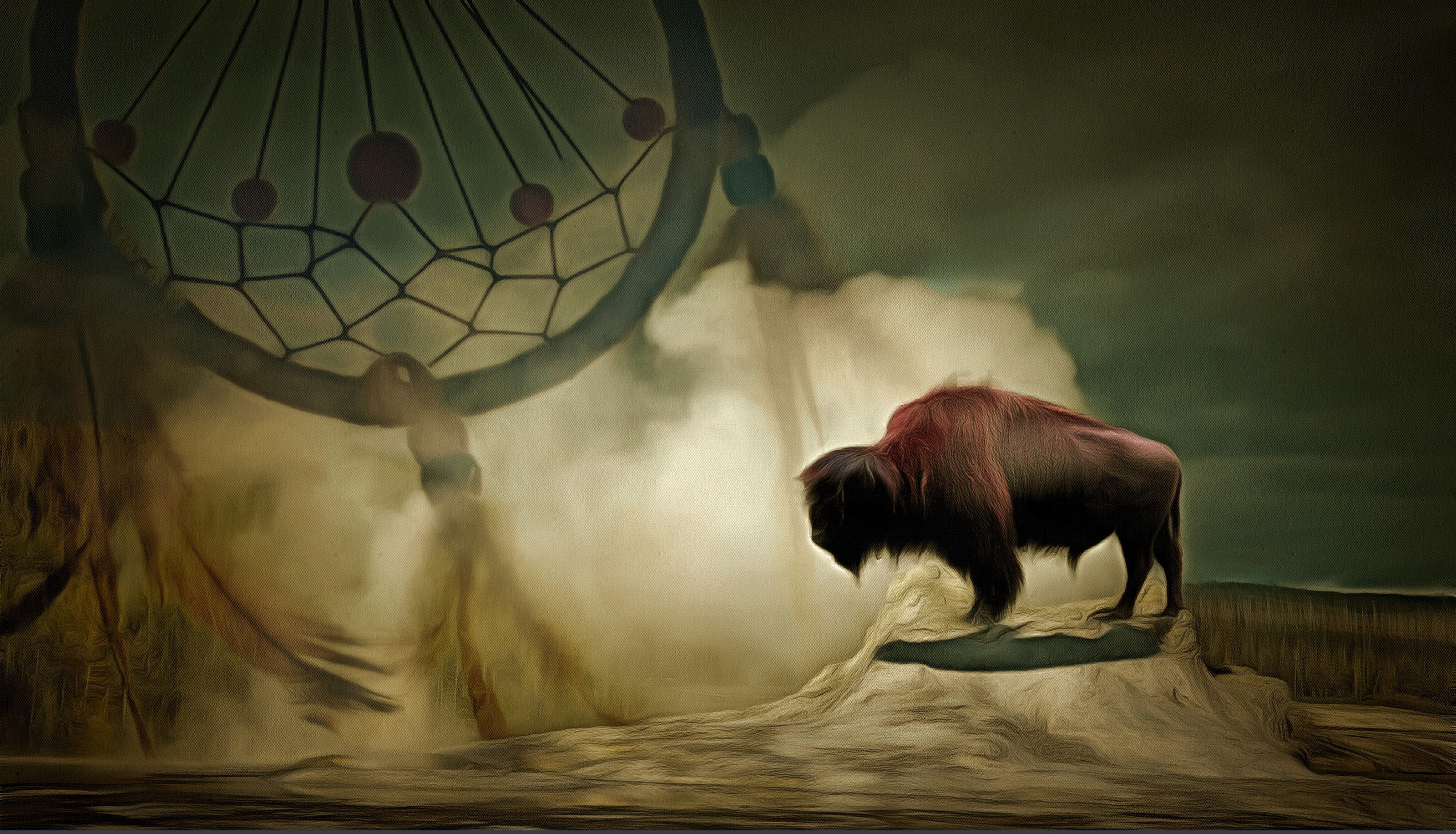 dreams, no people, yak, one animal, dust, composing, herbivorous, good dream, 2K, mammal, sport, silhouette, ferderschmuck, teal, dream catcher, magic, HD Wallpaper