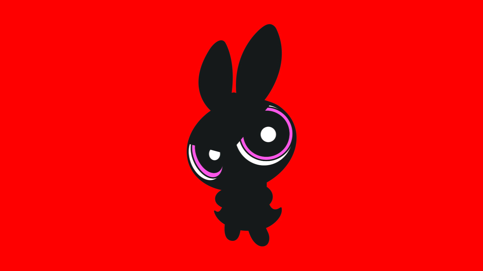Powerpuff Girls, simple background, red background, black, 1080P, HD Wallpaper