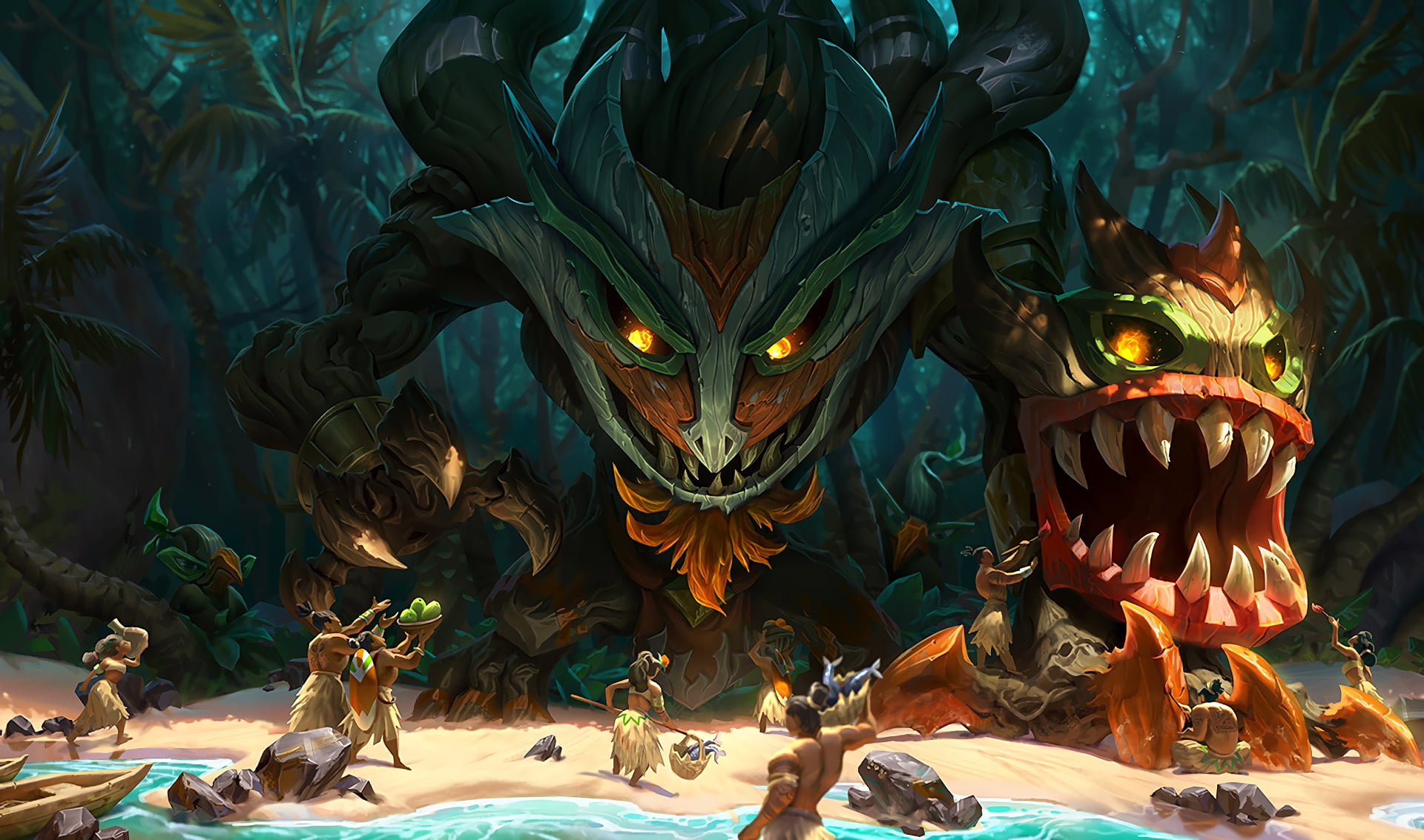sand, maokai, water, totemic, splash art, 1080P, HD Wallpaper