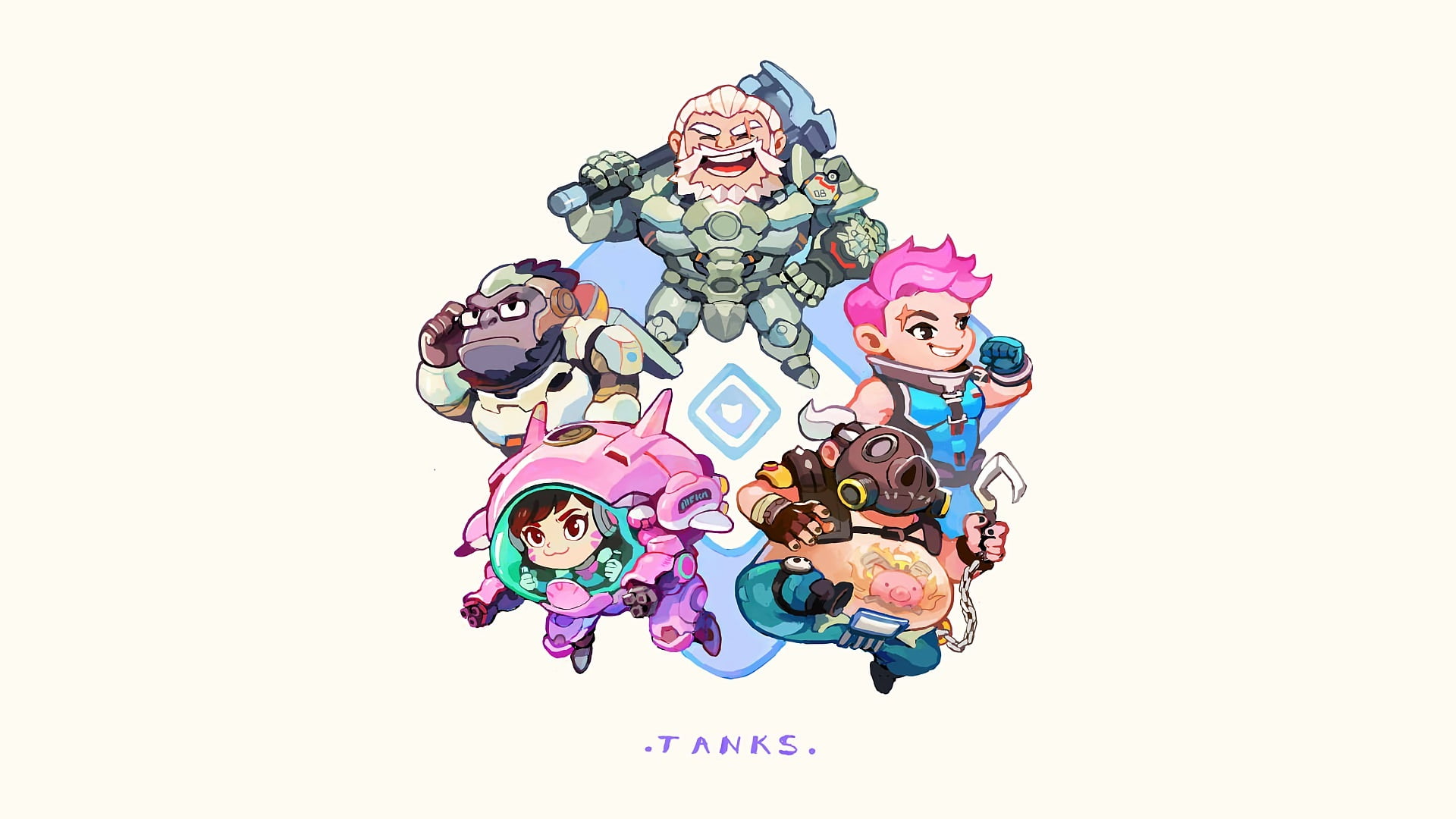 cut out, business, Zarya (Overwatch), indoors, creativity, no people, art and craft, multi colored, Winston (Overwatch), D.Va (Overwatch), copy space, communication, HD Wallpaper