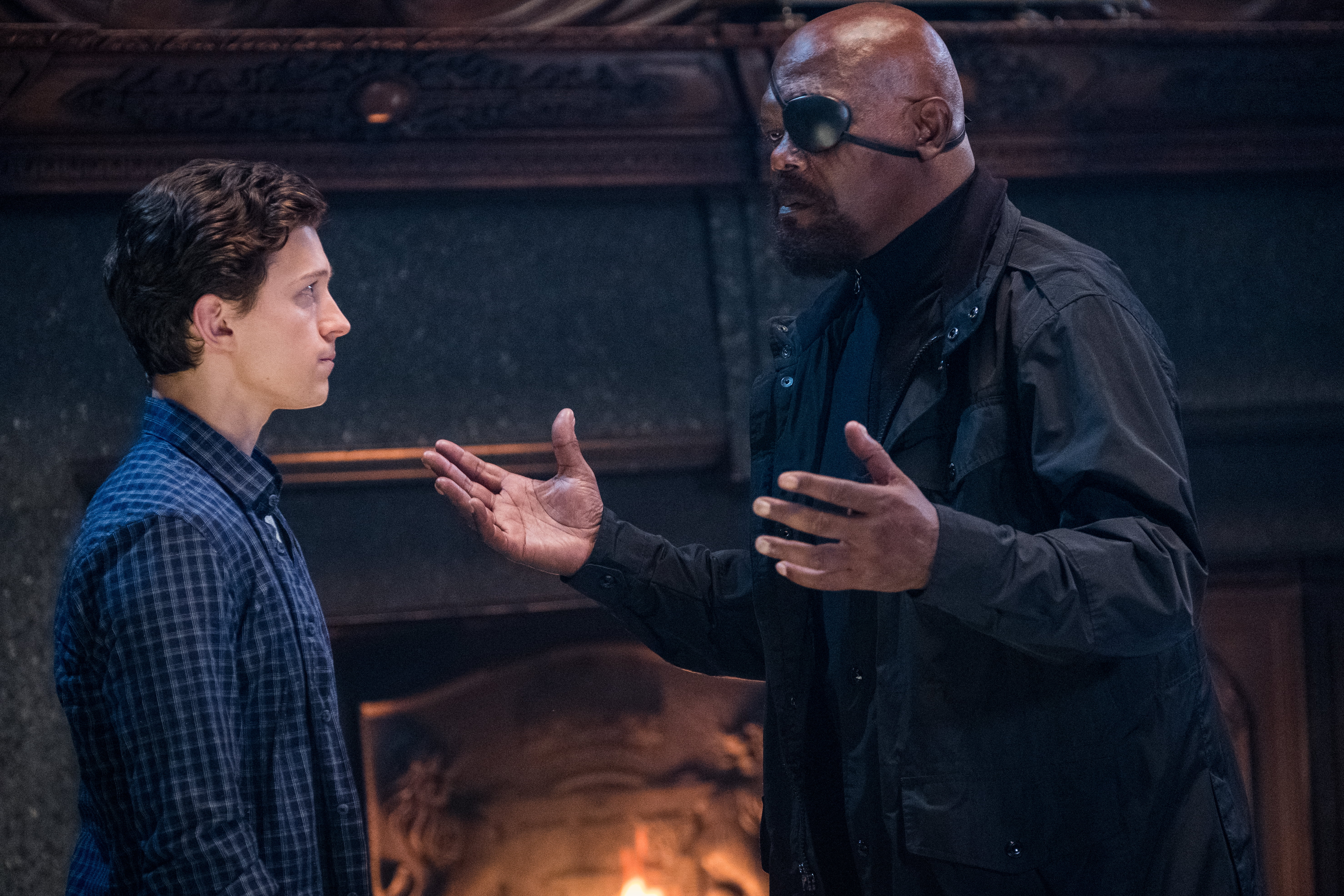 Samuel L. Jackson, 5K, Spider-Man: Far From Home, Nick Fury, Spider-Man, Tom Holland, HD Wallpaper