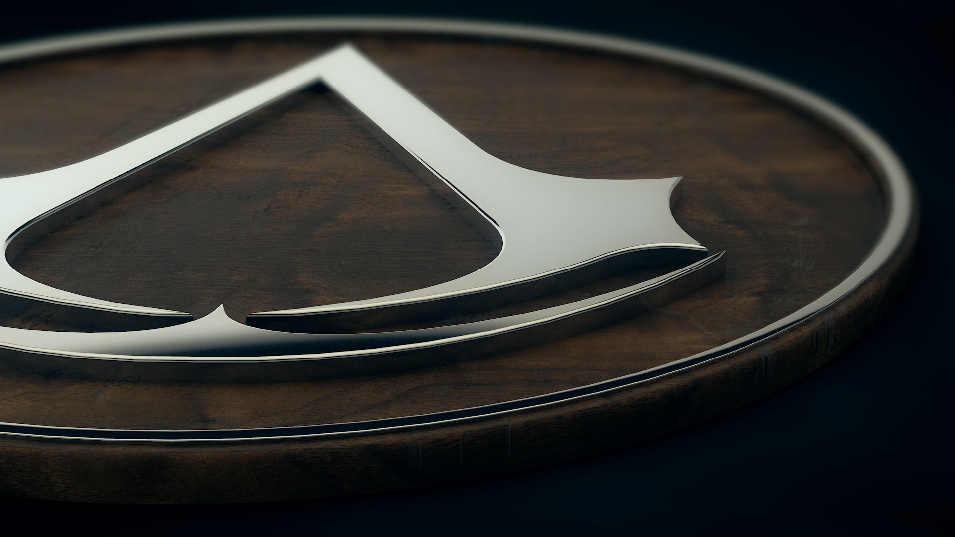 brown, shape, table, silver colored, gold, pattern, luxury, reflection, design, steel, metal, creed, emblem, close-up, focus on foreground, still life, HD Wallpaper