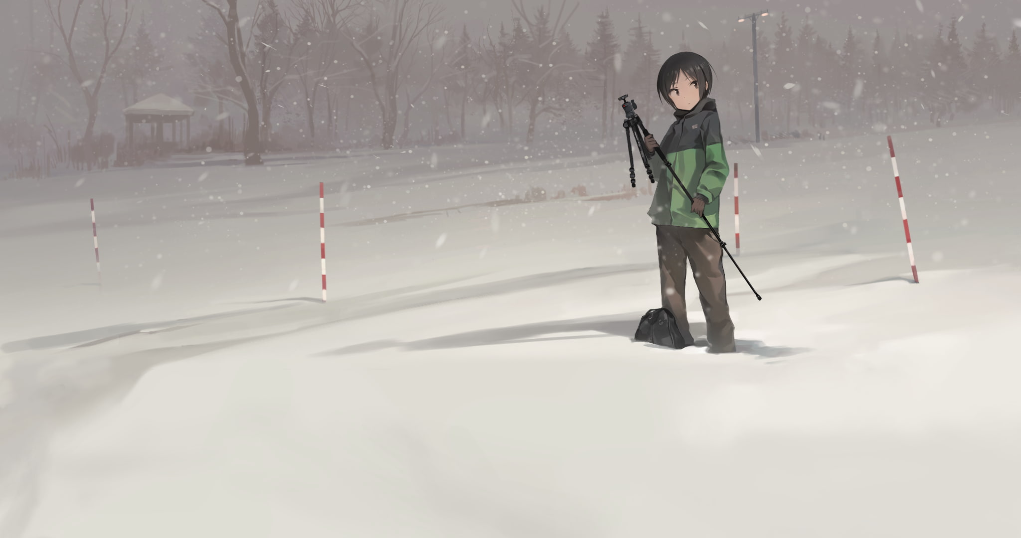 one person, covering, lifestyles, ski-wear, young adult, extreme weather, day, anime, front view, teenager, standing, real people, winter sport, leisure activity, HD Wallpaper
