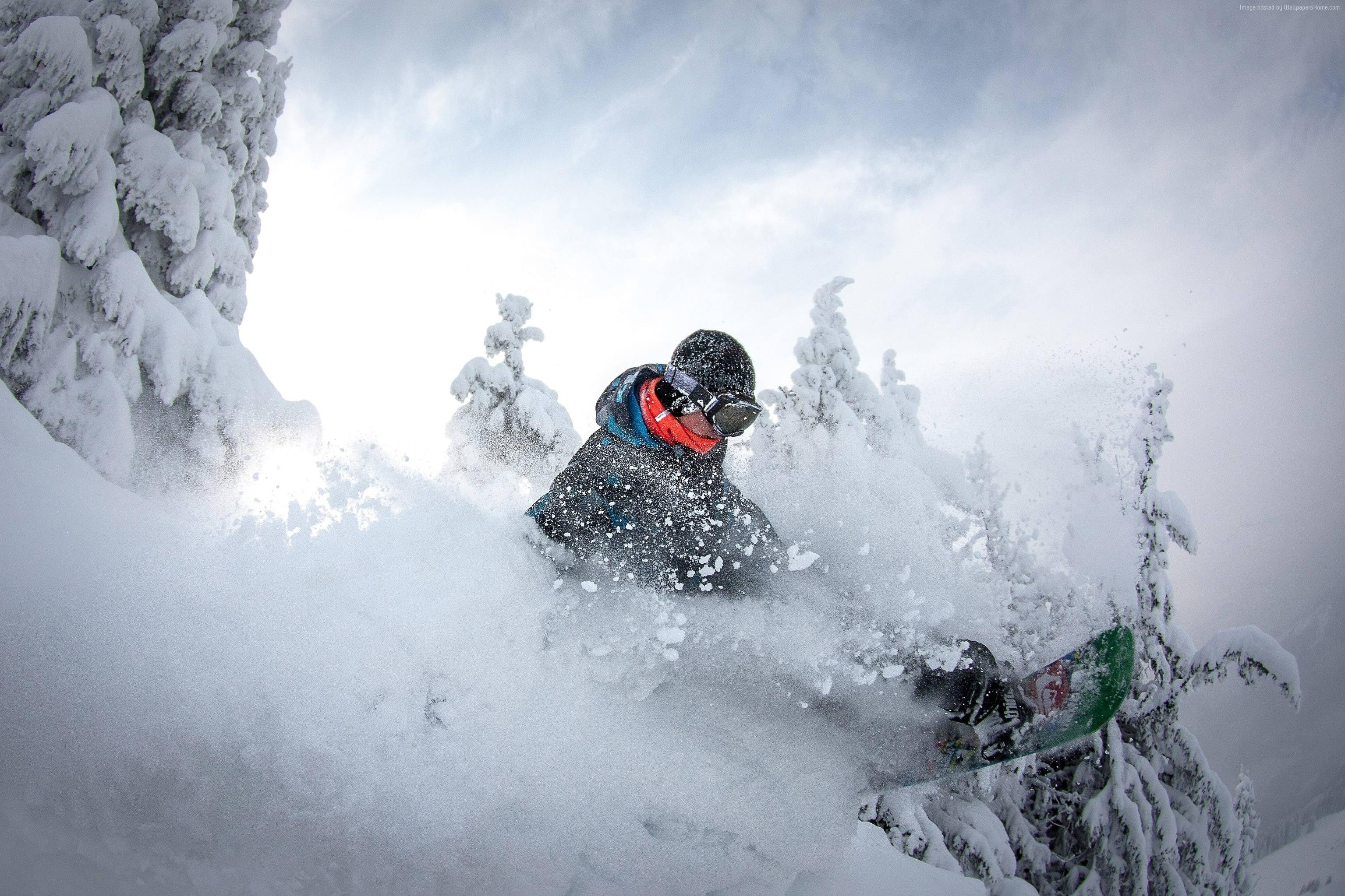 excitement, snowboard, warm clothing, sport, skill, extreme sports, positive emotion, mountain, powder snow, one person, adventure, holiday, vacations, HD Wallpaper