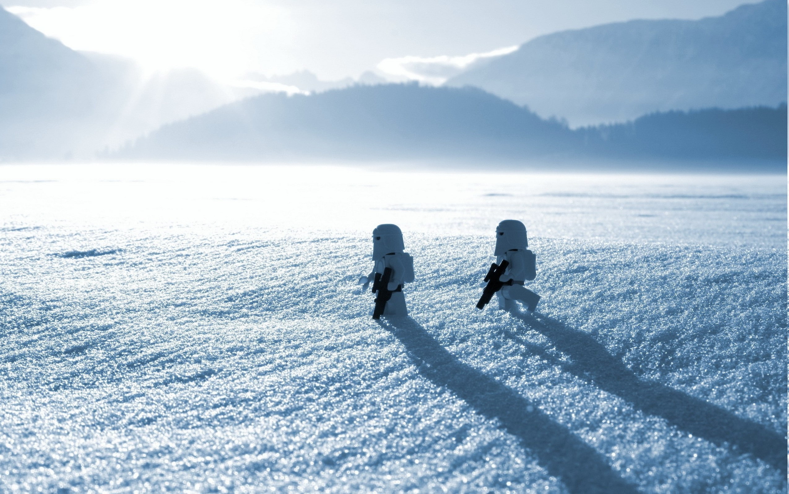 cold temperature, sunlight, mountain range, winter, sky, beauty in nature, mountain, toys lego star wars snow, couple - relationship, winter sport, holiday, HD Wallpaper