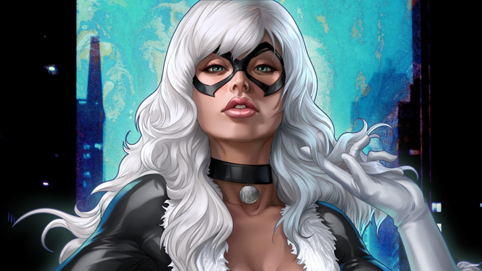 wearing, female, comics, 1080P, mask, hd, black, character, anime, cat, HD Wallpaper