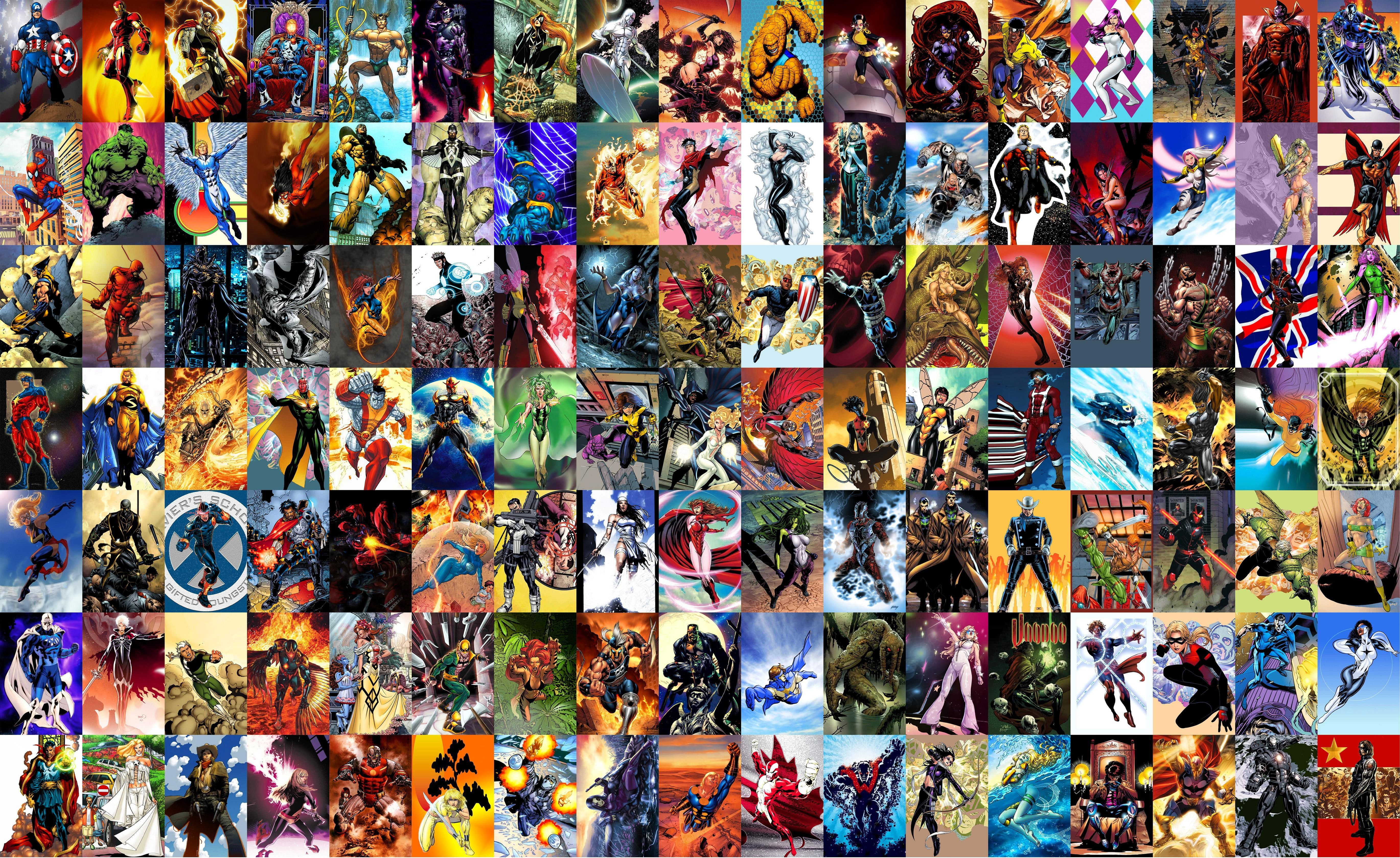 spiderman, wolverine, cats, hulk, Hulk (comic character), hd, comic, 5K, thor, black, america, xmen, art, animals, four, man, Iron Man, character, fantastic, HD Wallpaper
