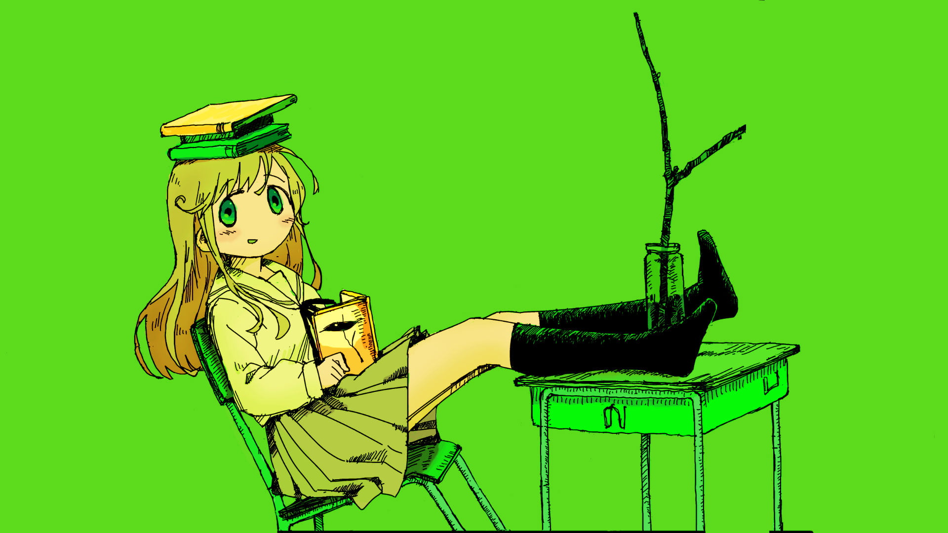 1080P, cartoon, Comic Girls (Series), selective coloring, HD Wallpaper