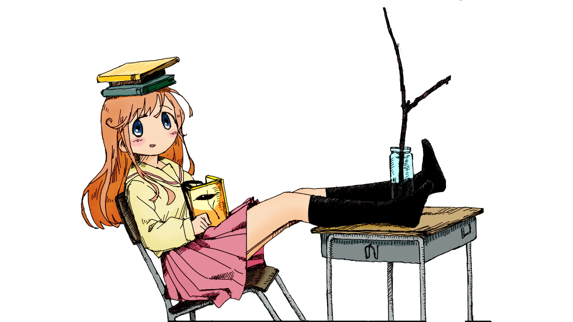 cartoon, 1080P, selective coloring, Comic Girls (Series), HD Wallpaper