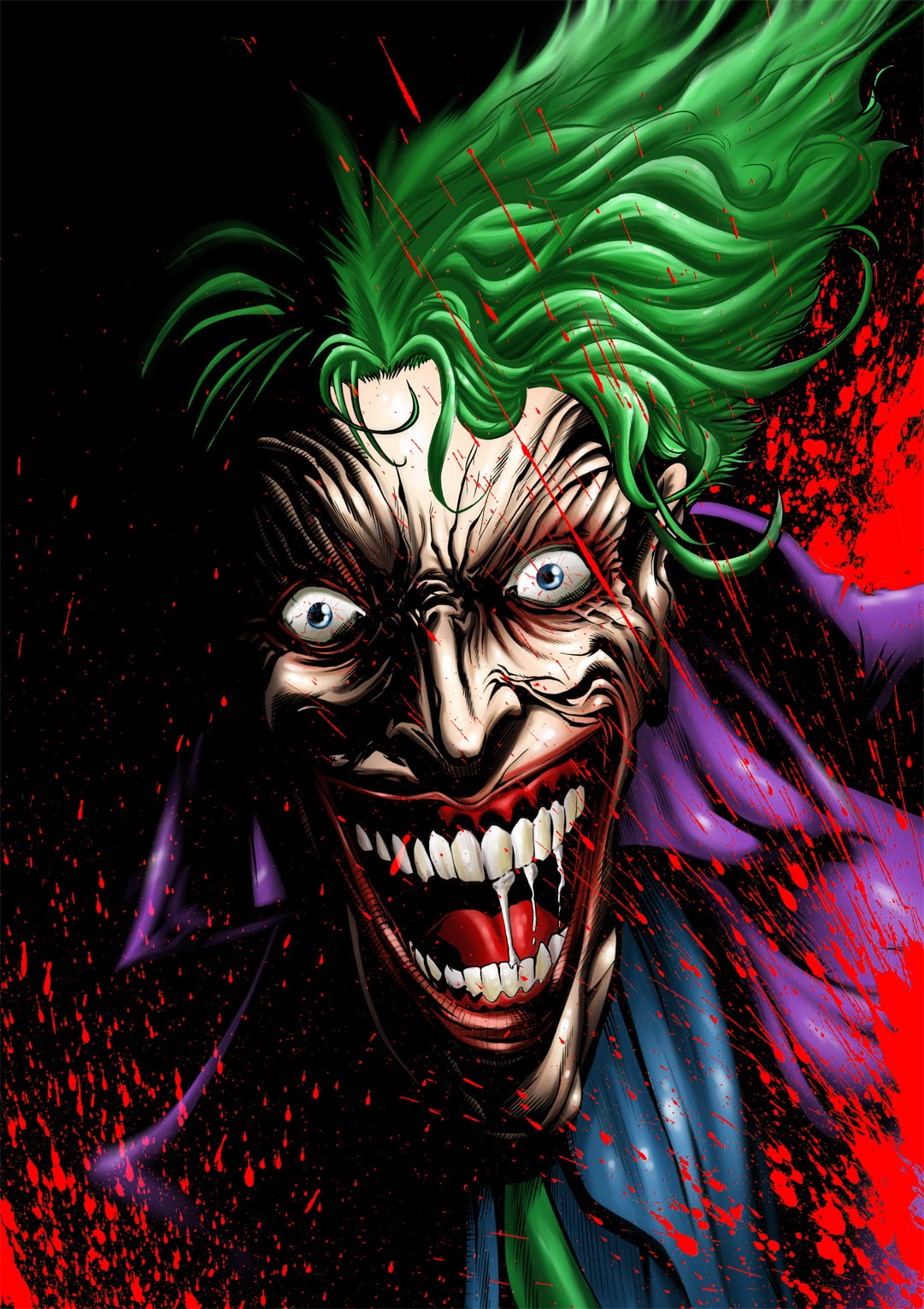 Batman, 720P, Villains, DC Comics, gongon, illustration, Joker, Phone HD Wallpaper