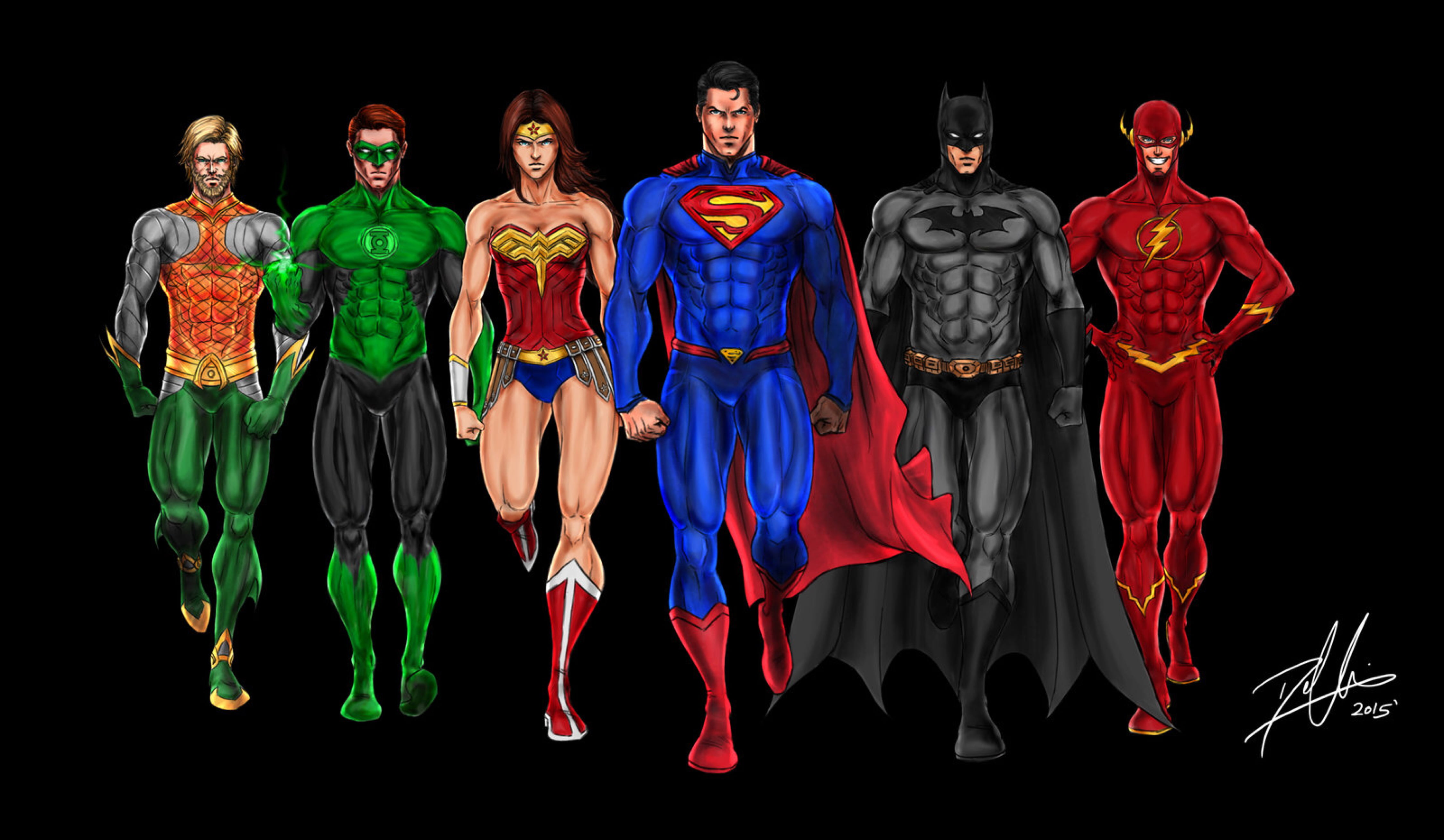 representation, digital art, in a row, 4K, people, art, 4k, superheroes, artist, front view, comics, cyborg, portrait, superman, aquaman, choice, side by side, HD Wallpaper