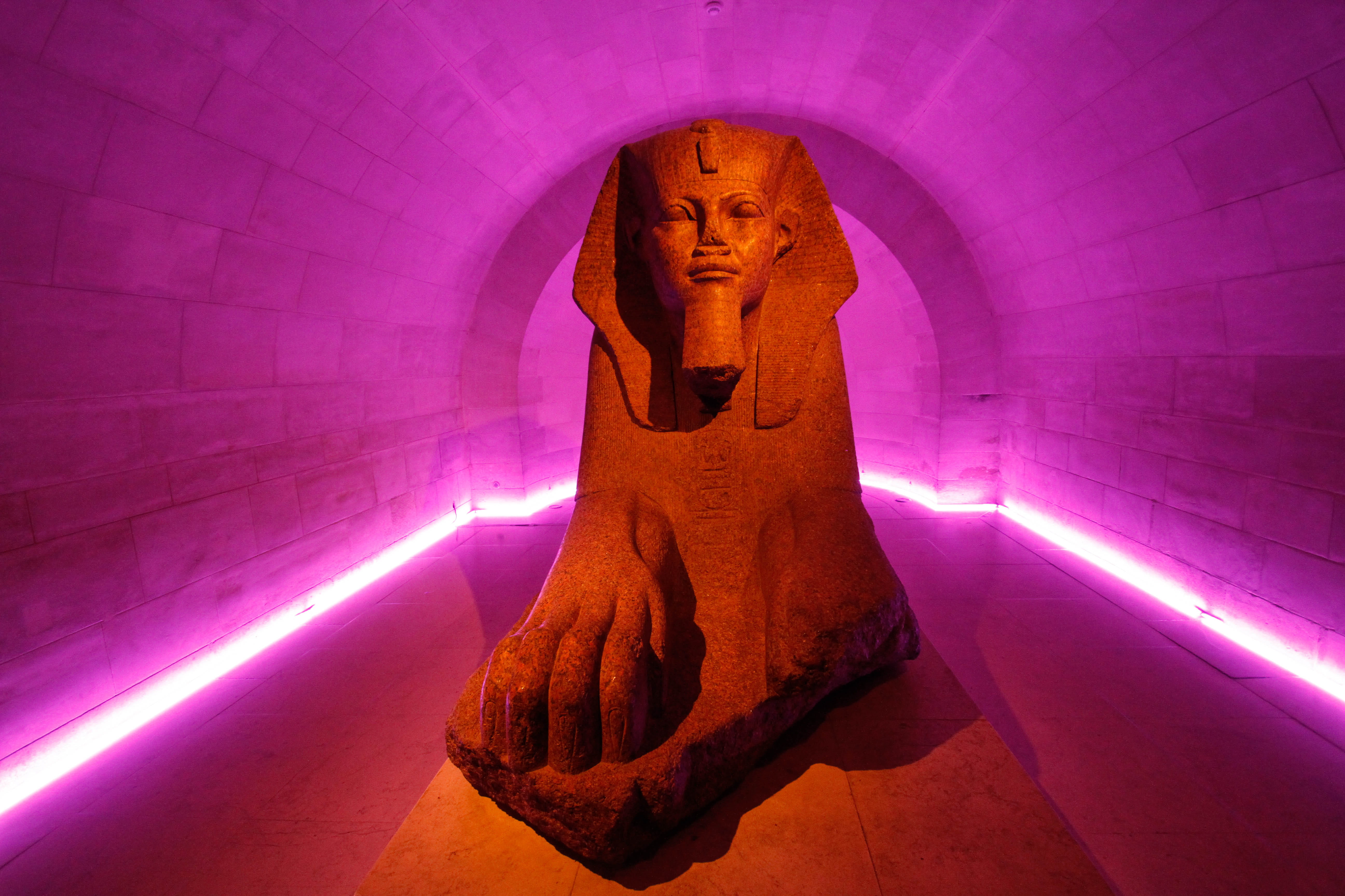 egyptian, craft, human representation, spirituality, 5K, illuminated, art and craft, egyptian paharaoh, paharaoh, history, pink color, purple, carving - craft product, HD Wallpaper