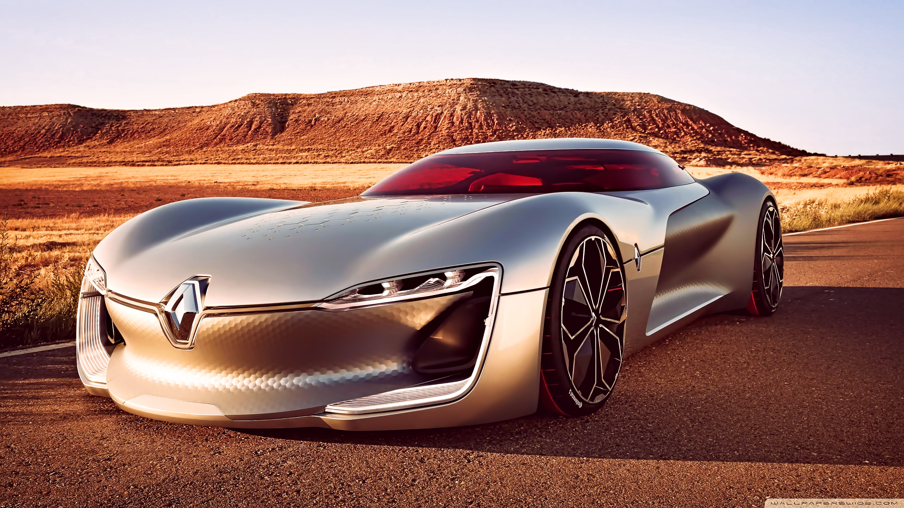 mode of transportation, Renault, wheel, 4K, luxury, futuristic, outdoors, nature, road, convertible, vehicle, Reanault Trezor, landscape, desert, land, HD Wallpaper