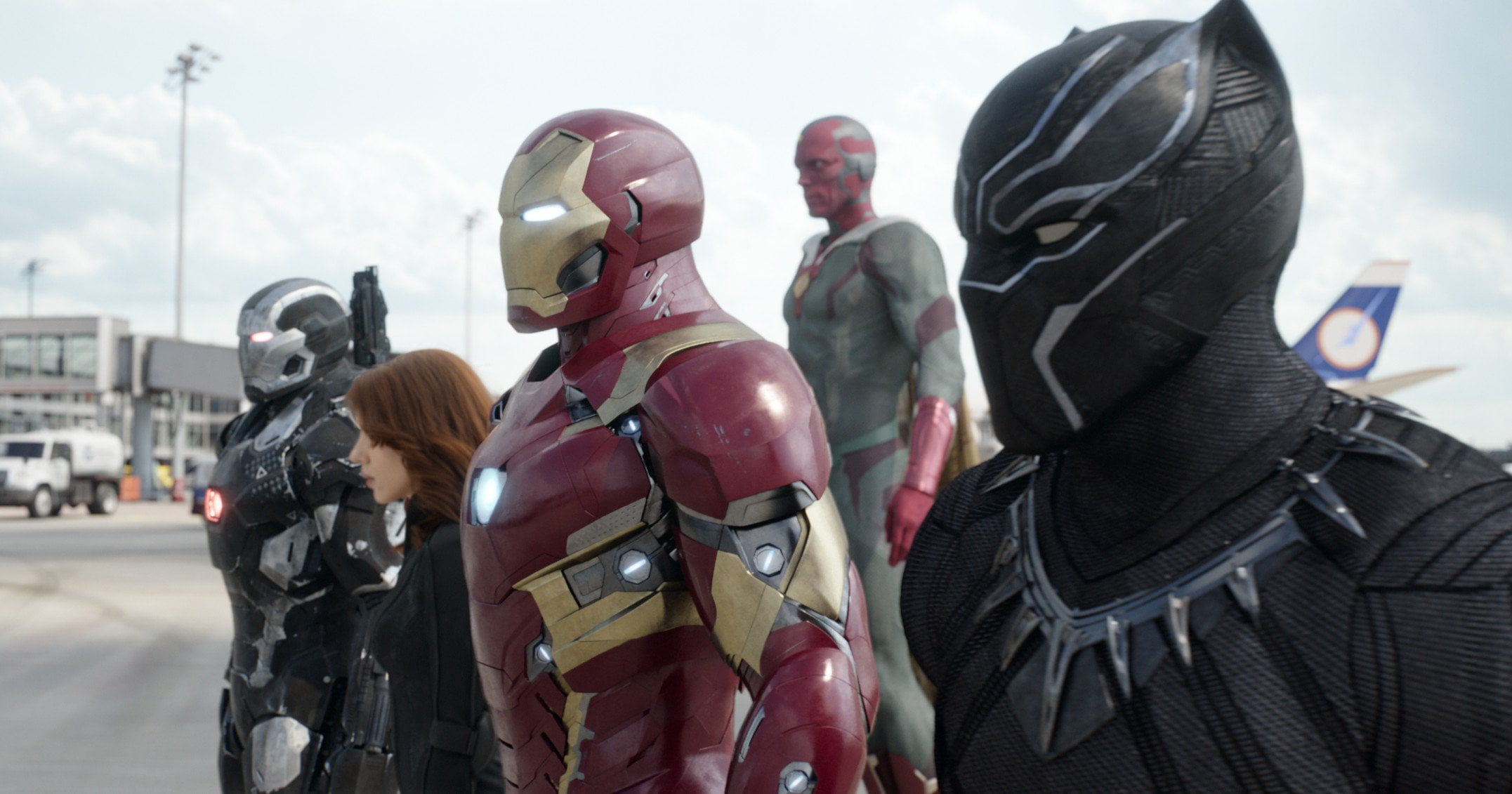 men, clothing, group of people, sky, black widow, adult, protection, standing, black panther, captain america civil war, uniform, headwear, day, safety, HD Wallpaper