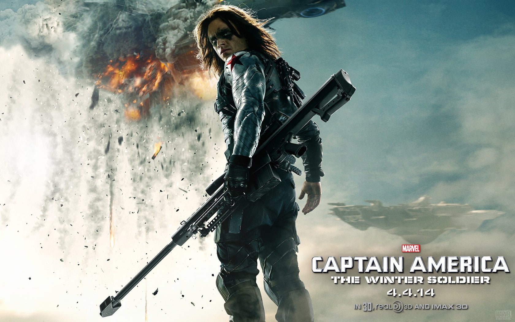 Captain America, sign, warning sign, Winter Soldier, aggression, three quarter length, Sebastian Stan, Captain America: The Winter Soldier, one person, HD Wallpaper