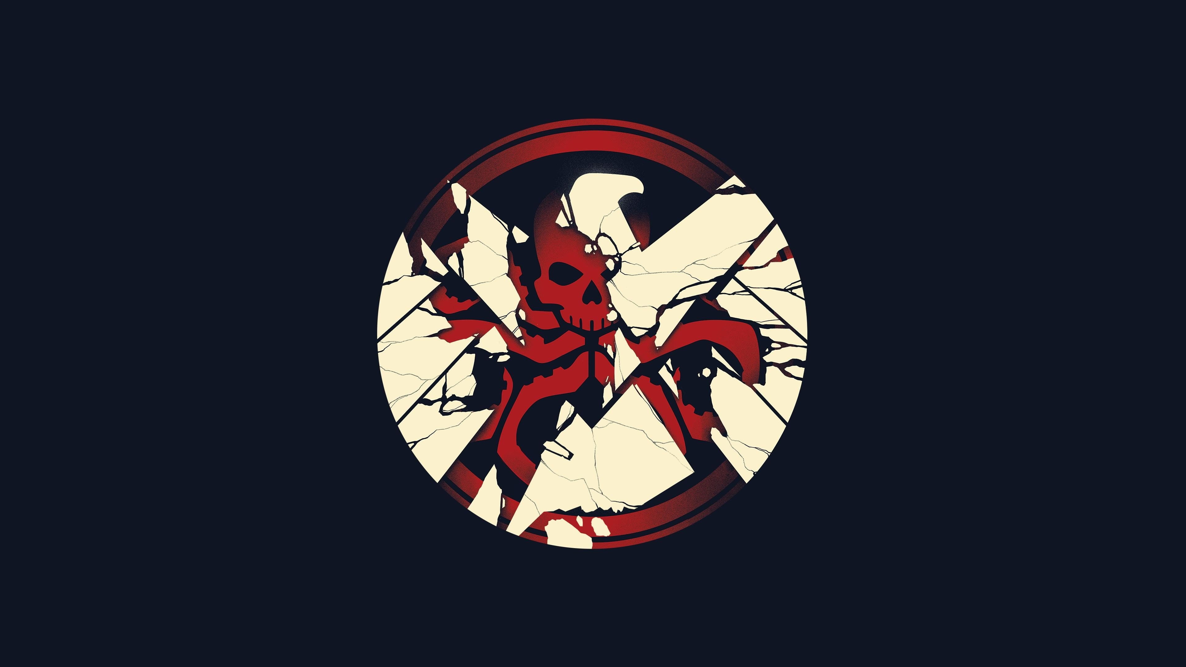 4K, geometric shape, red, sky, shape, warning sign, no people, black background, social issues, dark, creativity, marvel comics hydra comics shield, cut out, HD Wallpaper