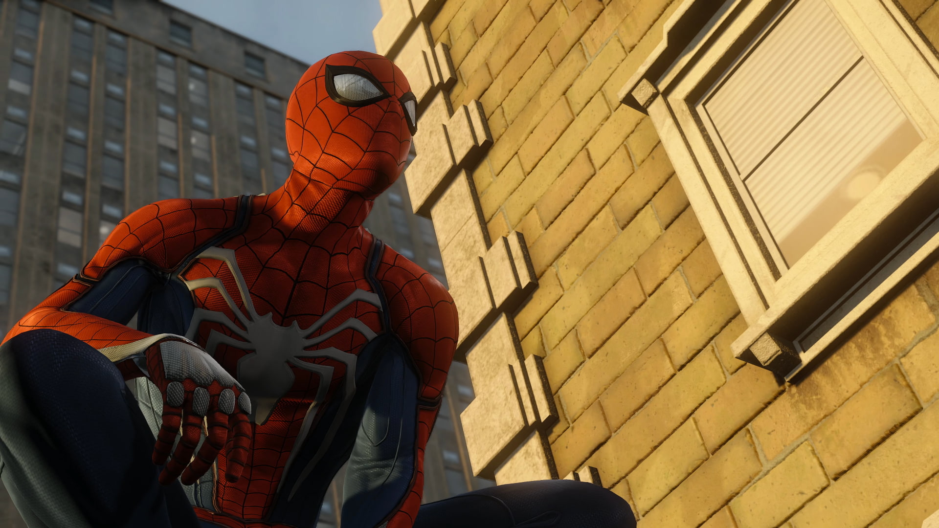 video games, warm clothing, clothing, outdoors, protection, low angle view, Spider-Man, 1080P, safety, standing, day, architecture, waist up, security, HD Wallpaper