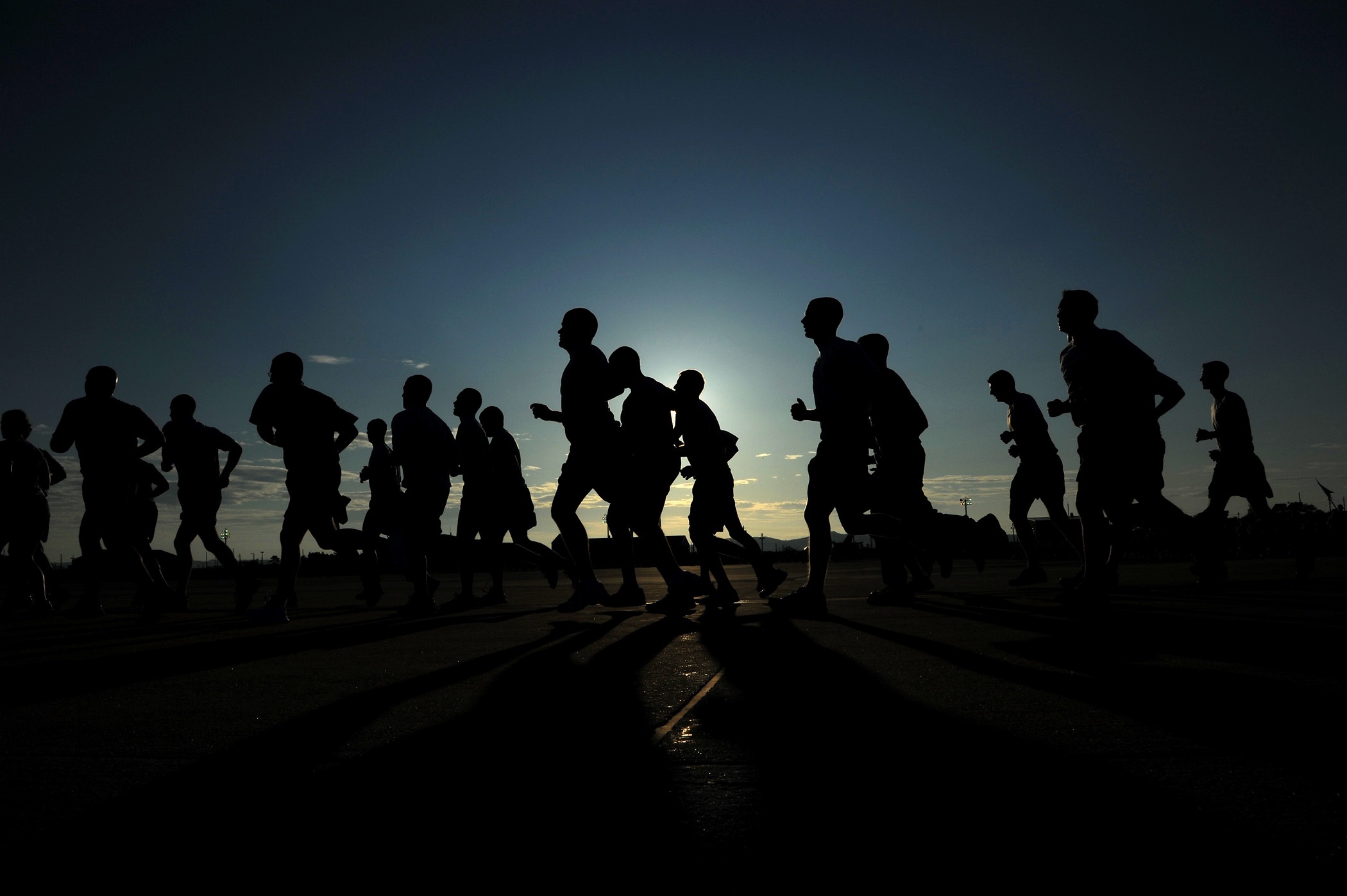 dusk, togetherness, training, large group of people, outdoors, architecture, sunset, women, fitness, lifestyles, road, real people, day, sky, land, 1080P, HD Wallpaper