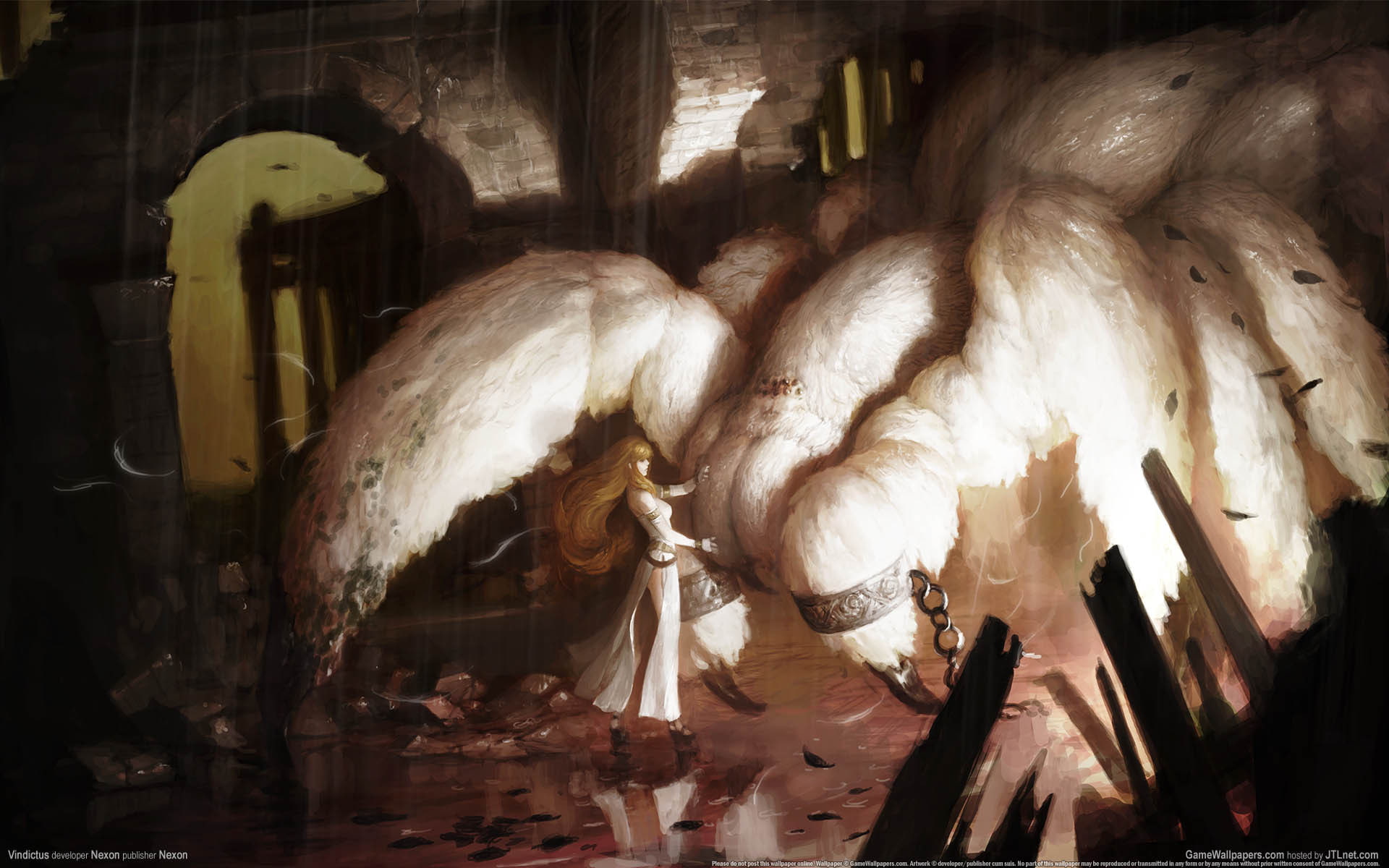 rain, vindictus, monster, chain, spider, girl, ruins, 1080P, HD Wallpaper