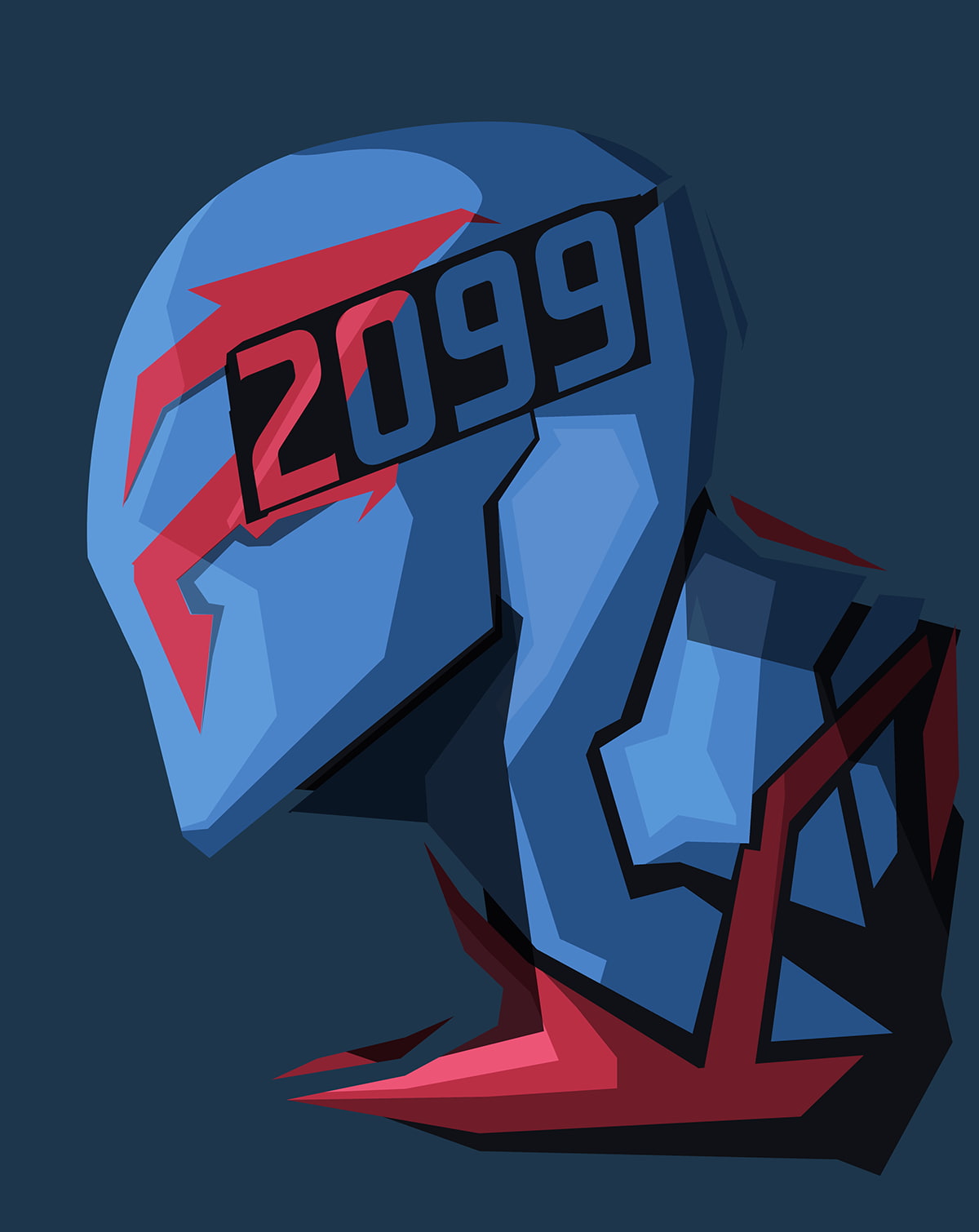 Spider-Man 2099, blue background, 720P, Marvel Comics, Phone HD Wallpaper