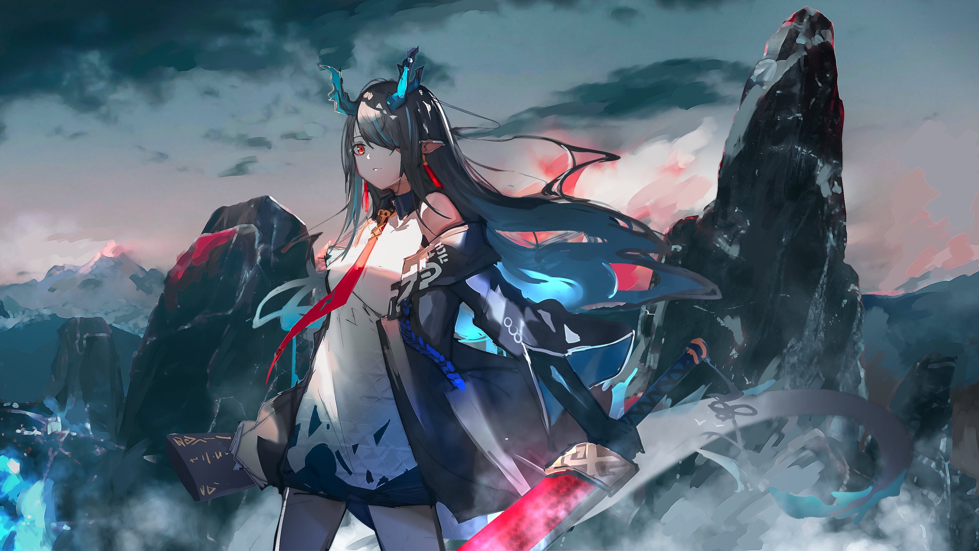 Arknights, anime, anime girls, 2K, horns, Seymour, HD Wallpaper