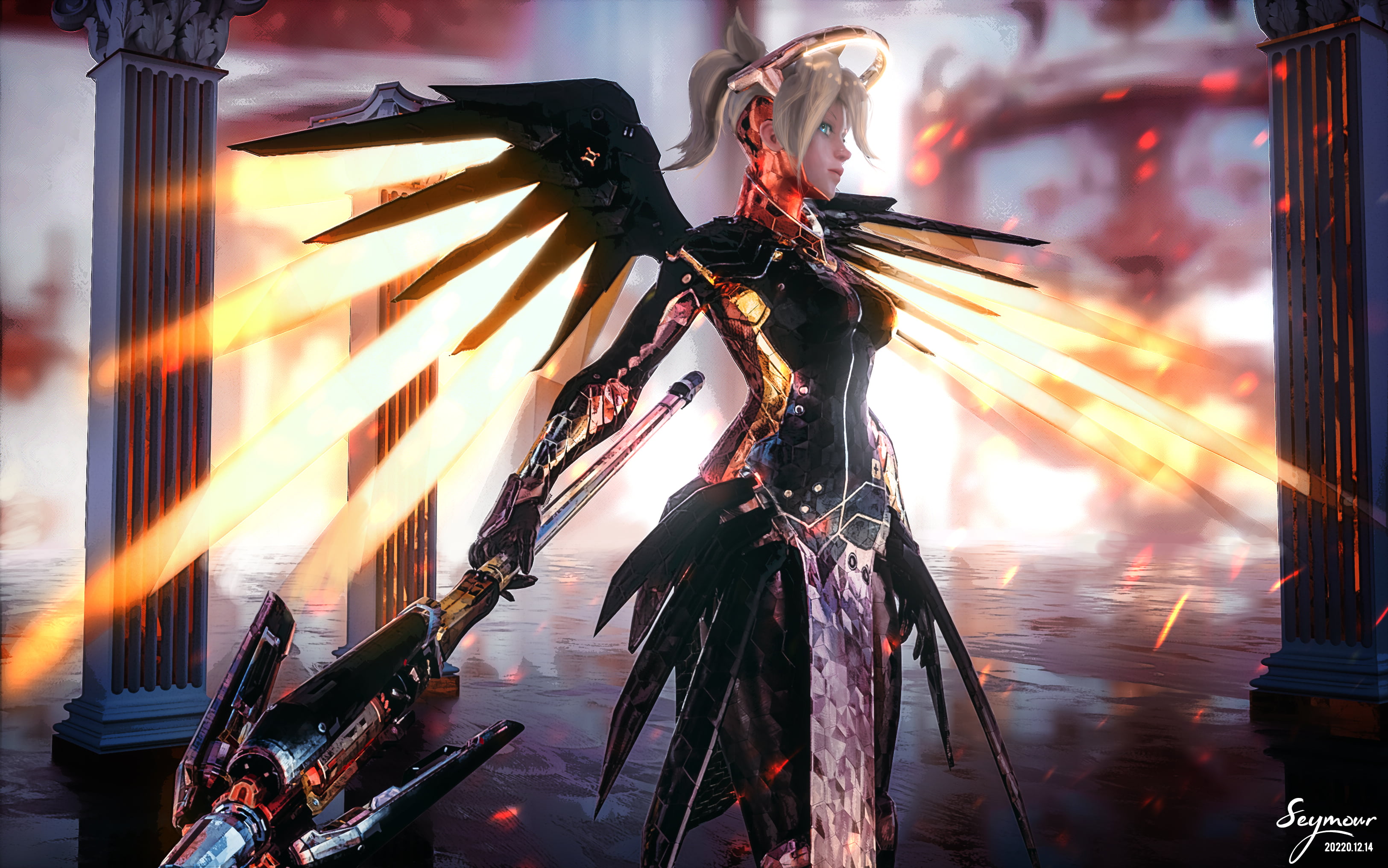 anime girls, science fiction, 2K, Seymour, Mercy (Overwatch), Overwatch, HD Wallpaper