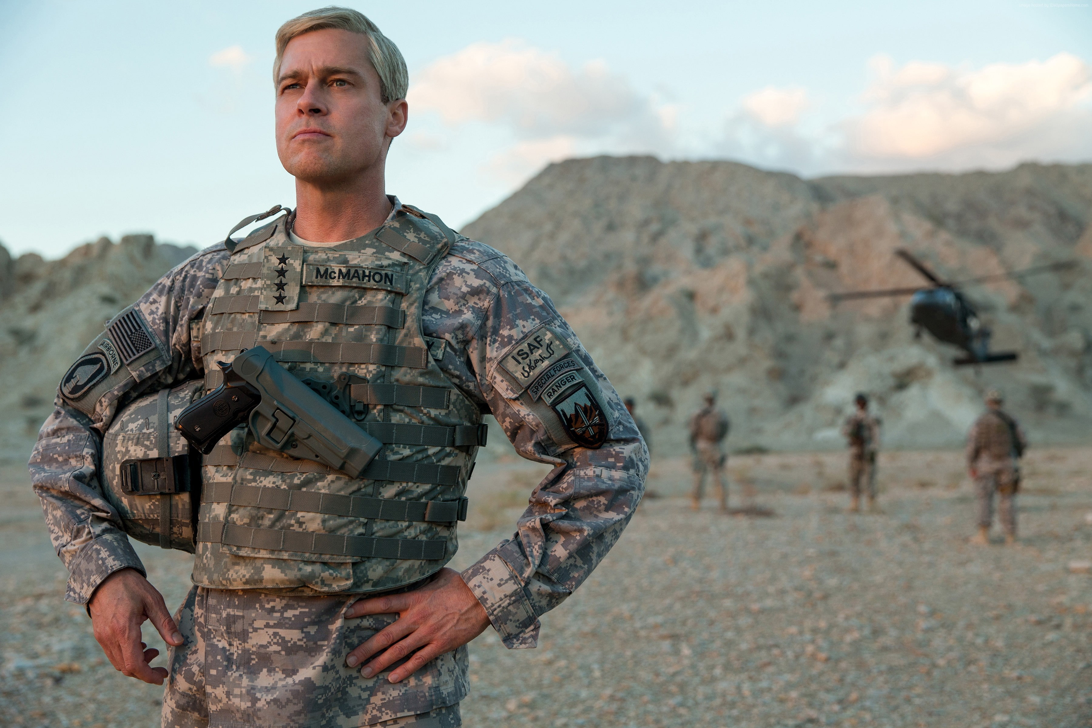 2K, War Machine, best movies, Brad Pitt, HD Wallpaper