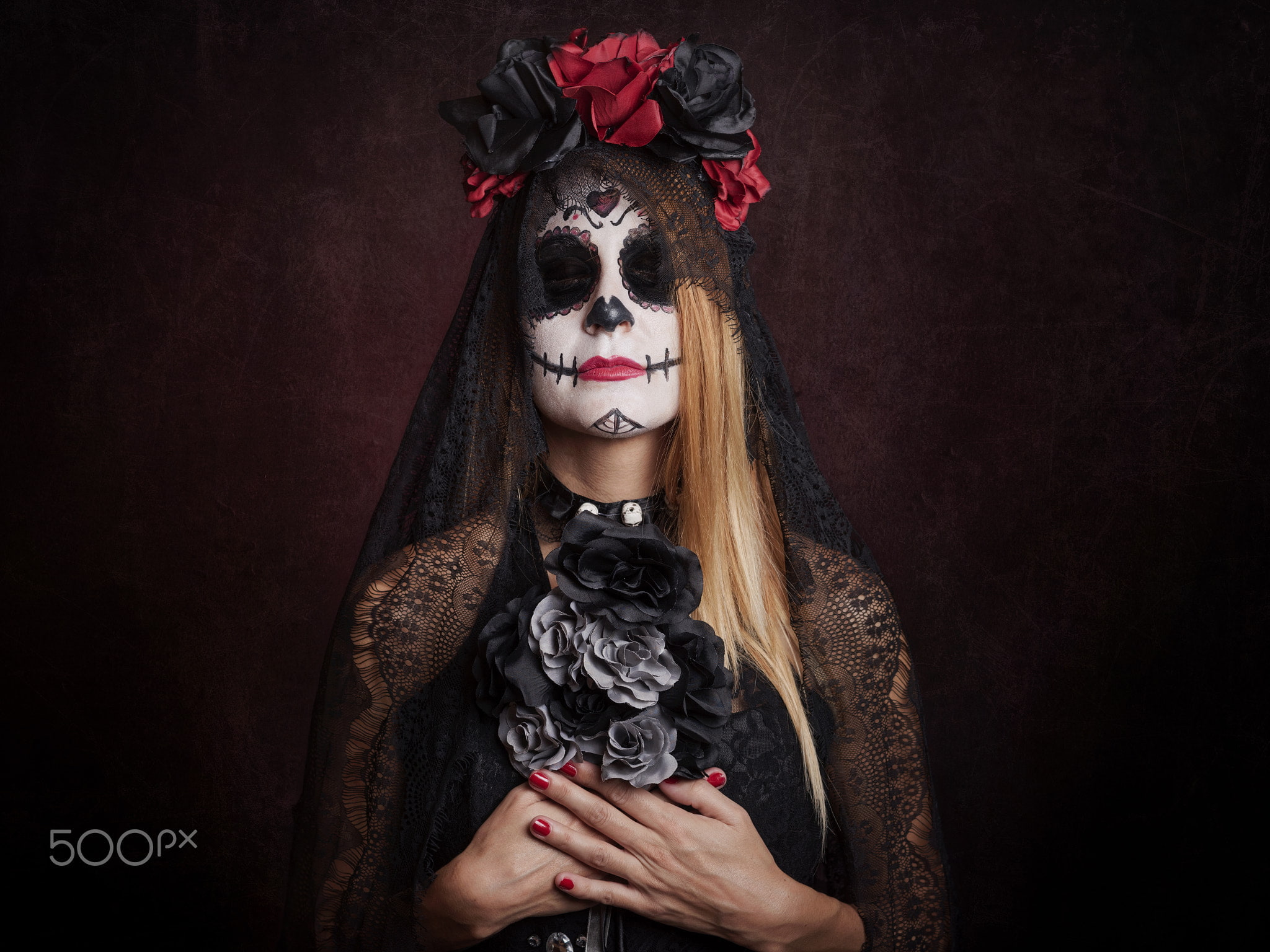 Dia de los Muertos, skull, blonde, 1080P, women, HD Wallpaper