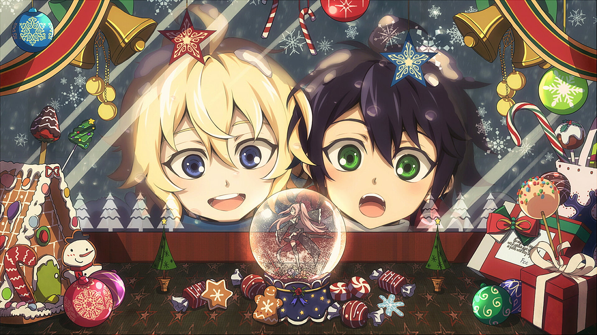 table, Hyakuya Mikaela, no people, celebration, redhead, Krul Tepes, creativity, variation, belief, christmas ornament, Owari No Seraph, decoration, 1080P, HD Wallpaper